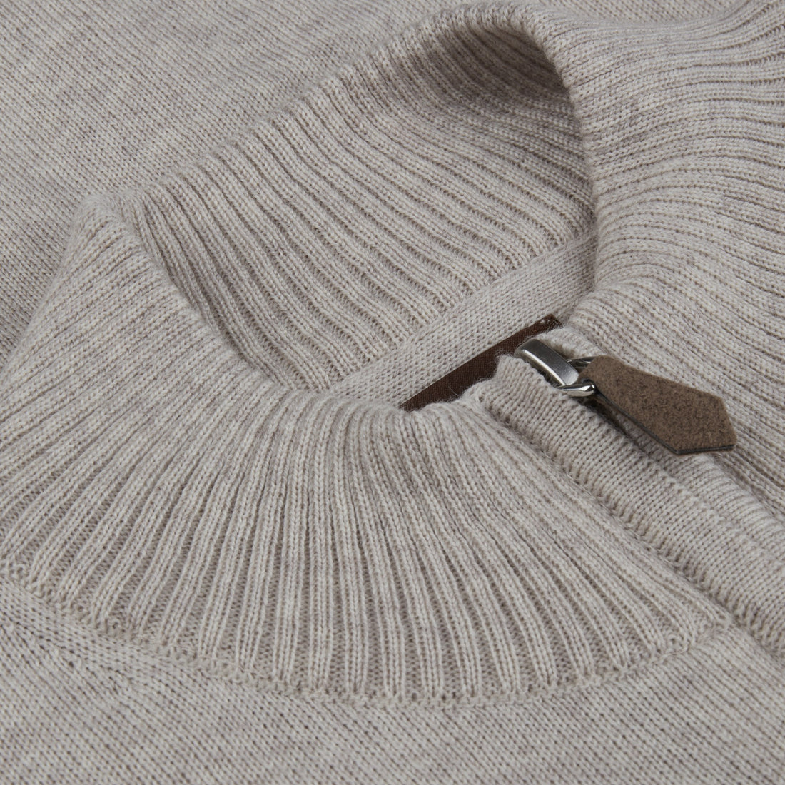 Beige Fine Merino Wool Full Zip Sweater - Stenströms