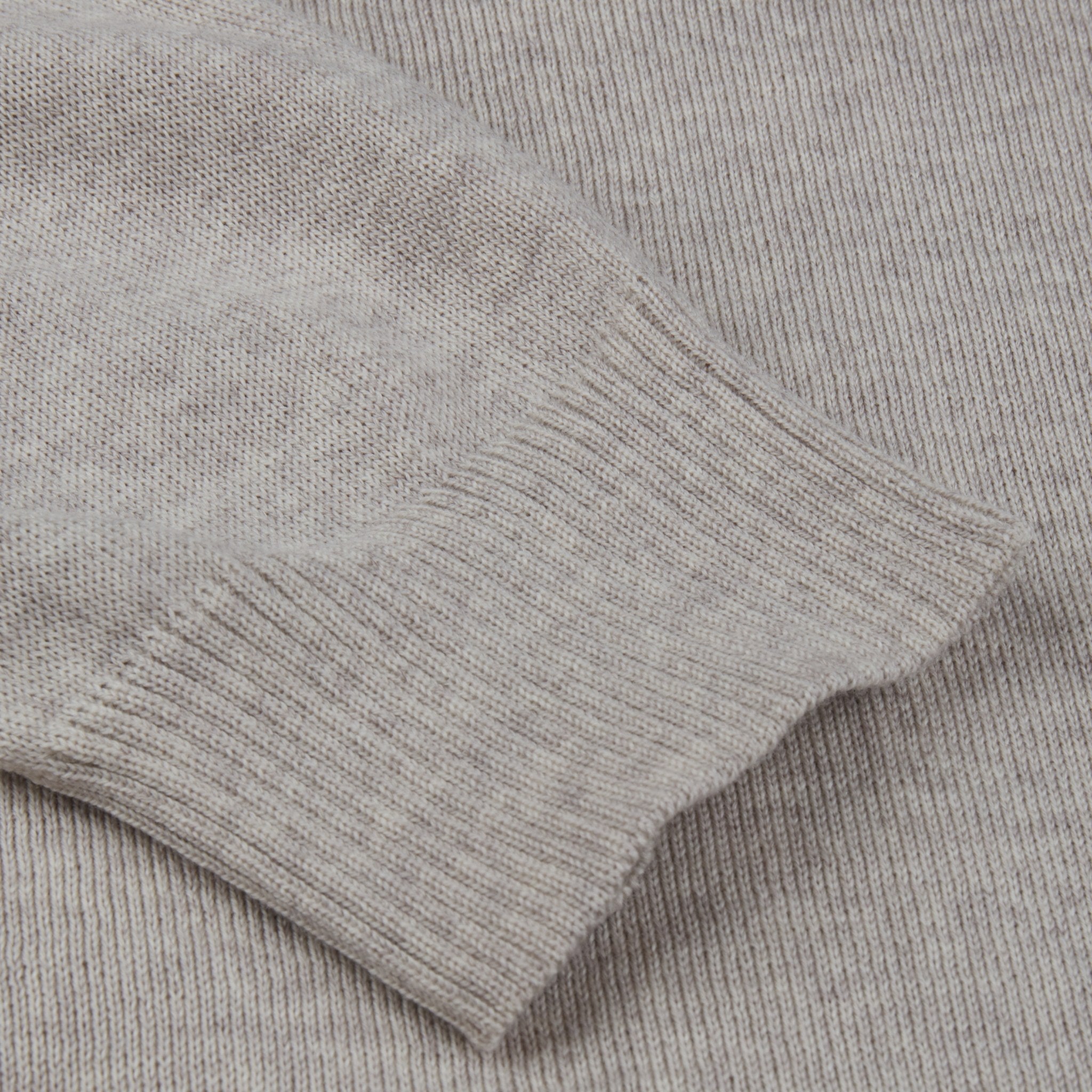 Beige Fine Merino Wool Full Zip Sweater - Stenströms