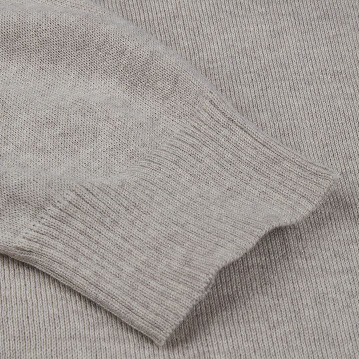 Beige Fine Merino Wool Full Zip Sweater - Stenströms