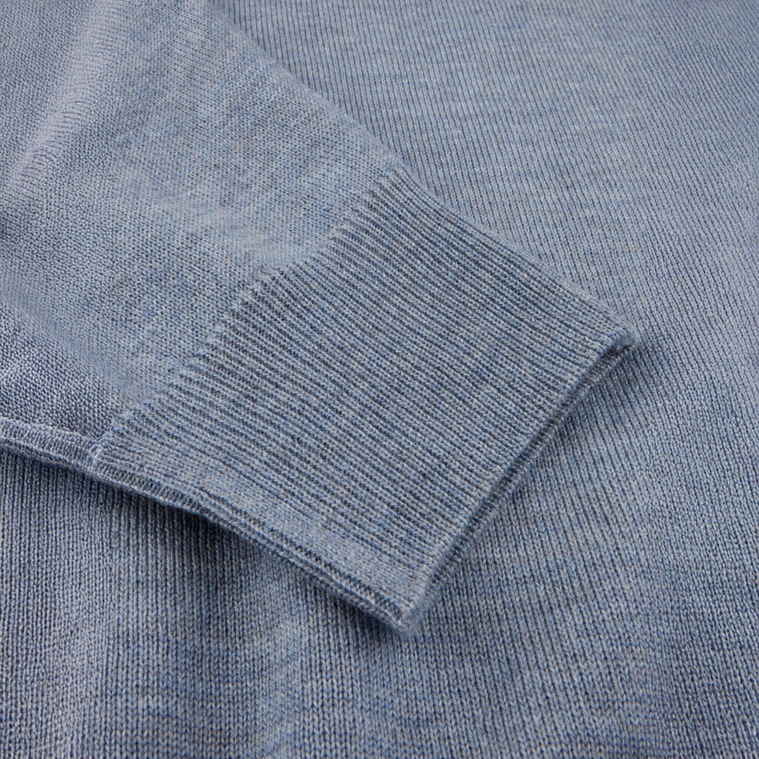 Light Blue Merino Wool Crew Neck Sweater w/ Elbow Patches - Stenströms
