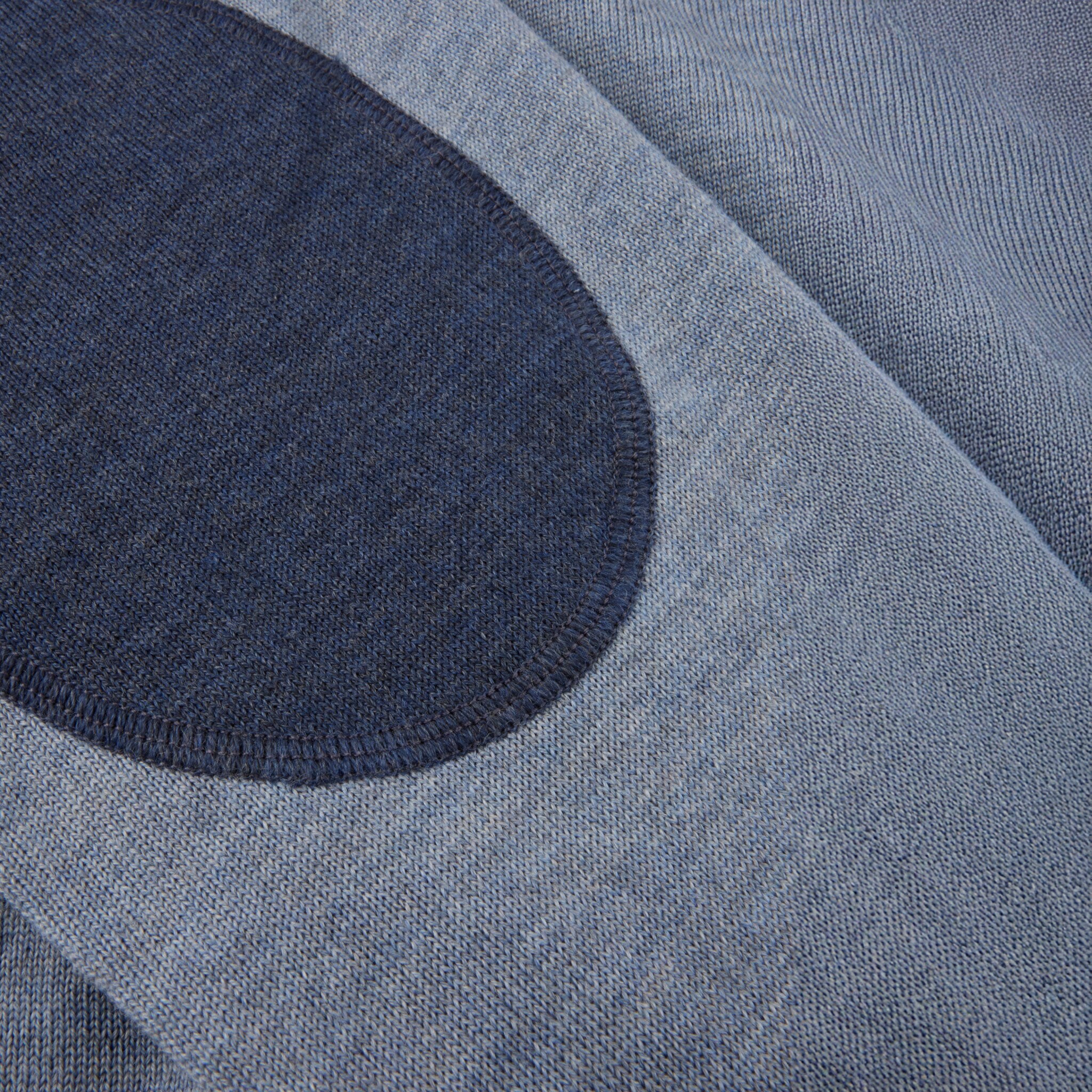 Light Blue Merino Wool Crew Neck Sweater w/ Elbow Patches - Stenströms