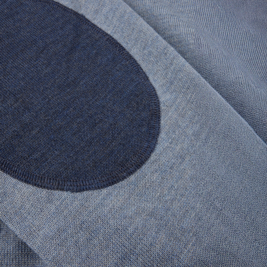 Light Blue Merino Wool Crew Neck Sweater w/ Elbow Patches - Stenströms