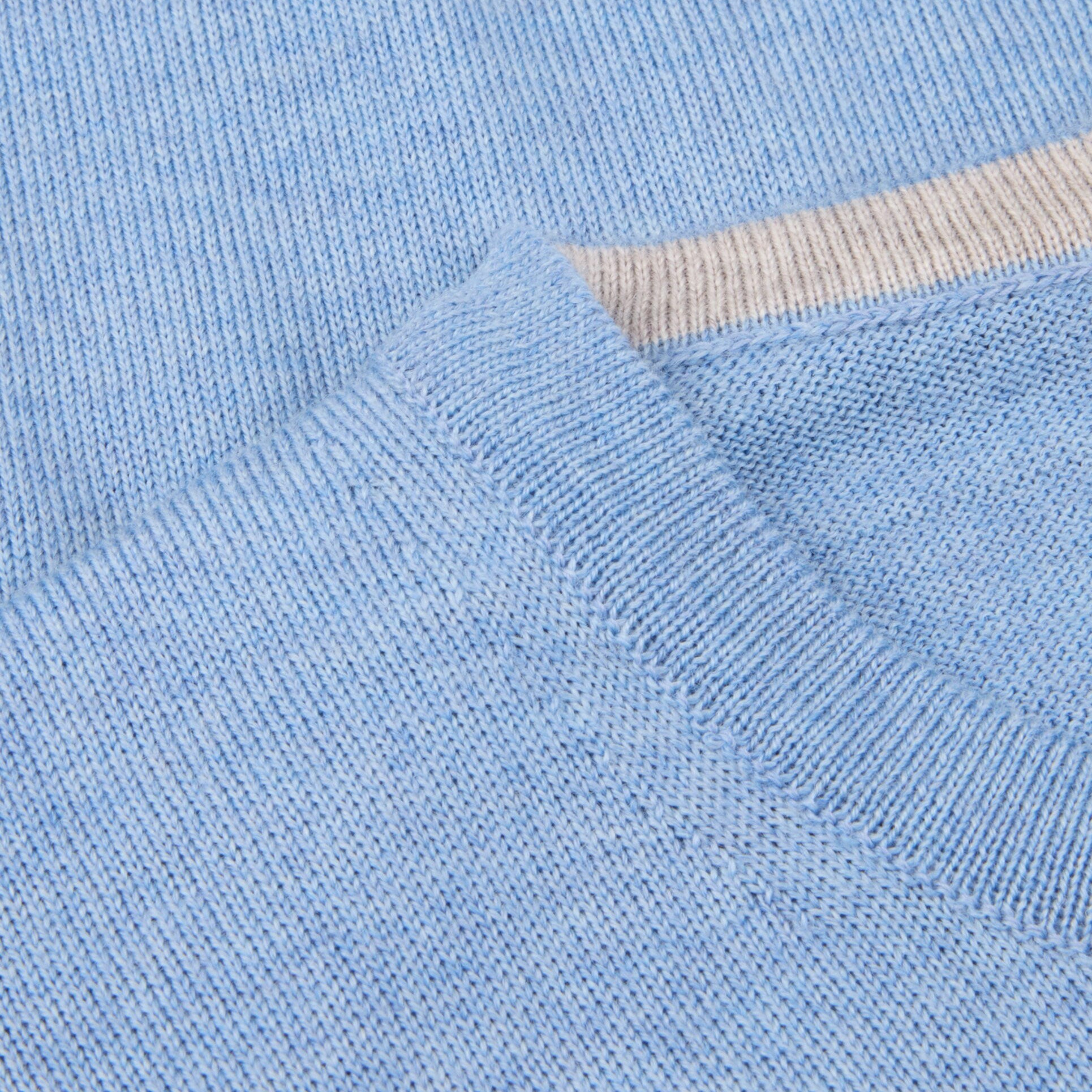 Cornflower Blue Merino Wool Crew Neck Sweater w/ Elbow Patches - Stenströms