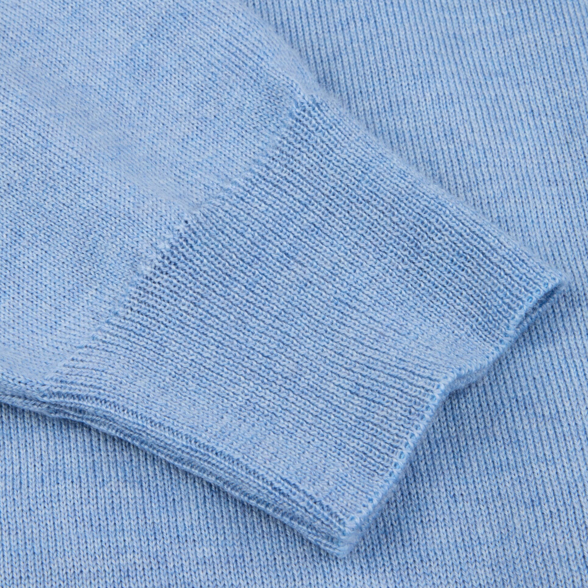 Cornflower Blue Merino Wool Crew Neck Sweater w/ Elbow Patches - Stenströms