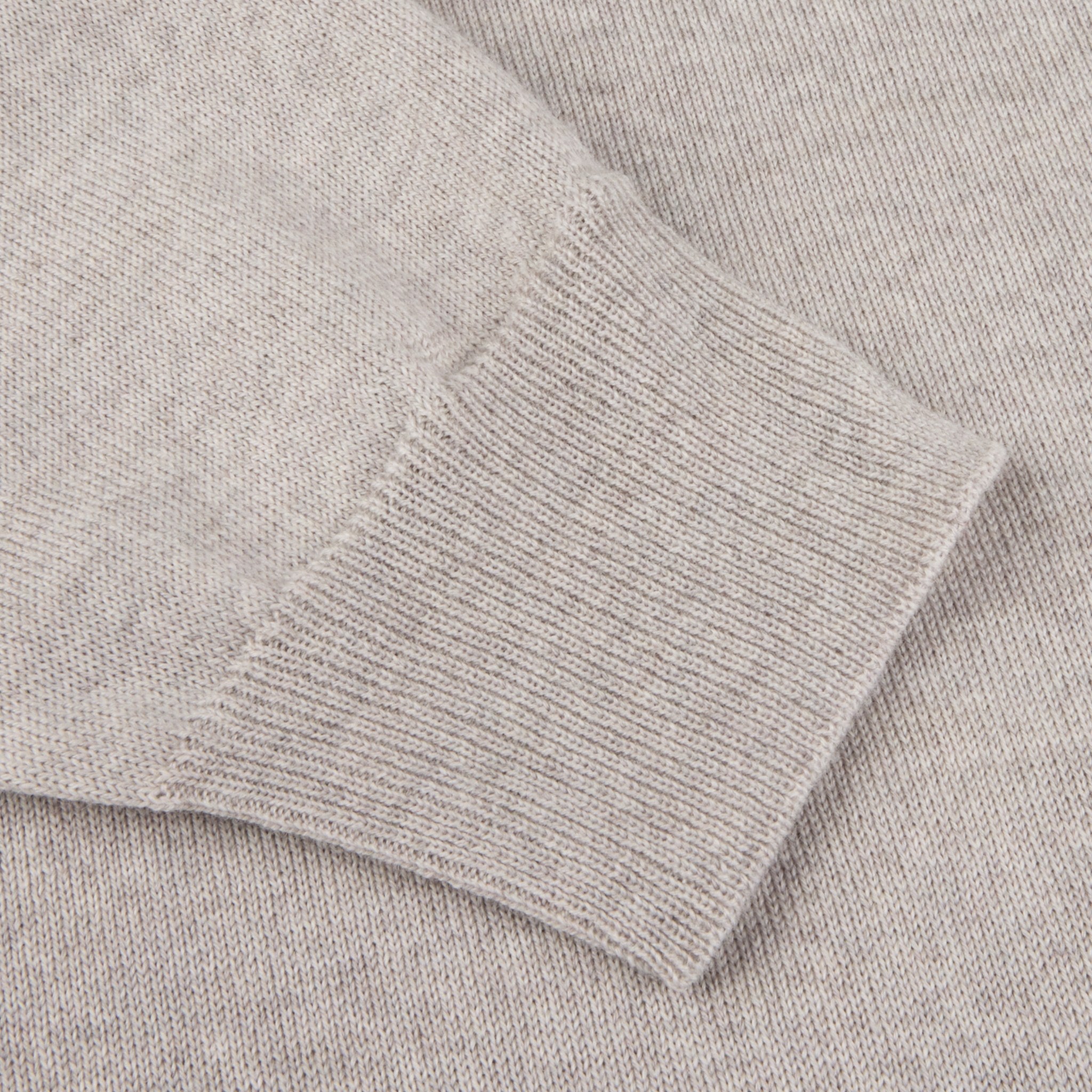 Light Beige Merino Wool Crew Neck Sweater w/ Elbow Patches - Stenströms