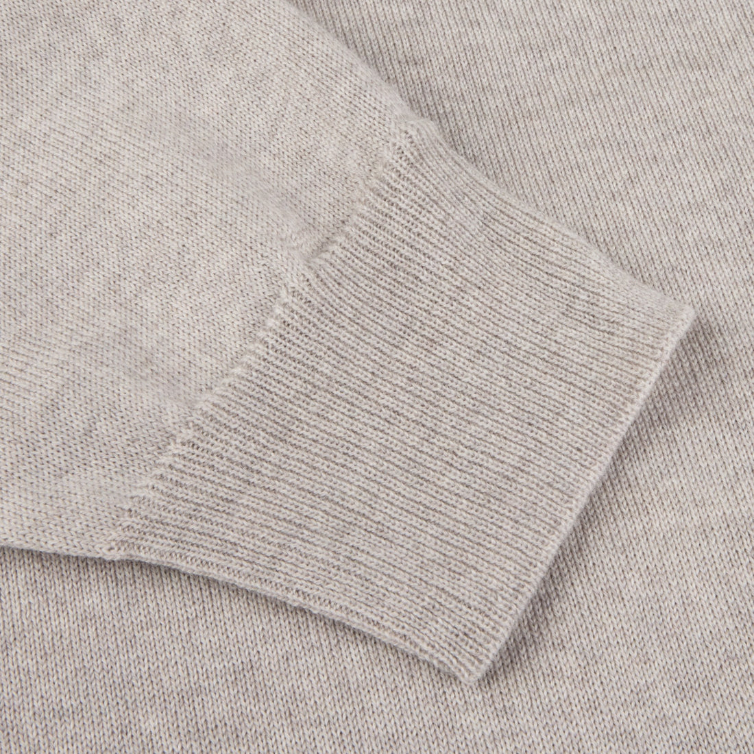 Light Beige Merino Wool Crew Neck Sweater w/ Elbow Patches - Stenströms