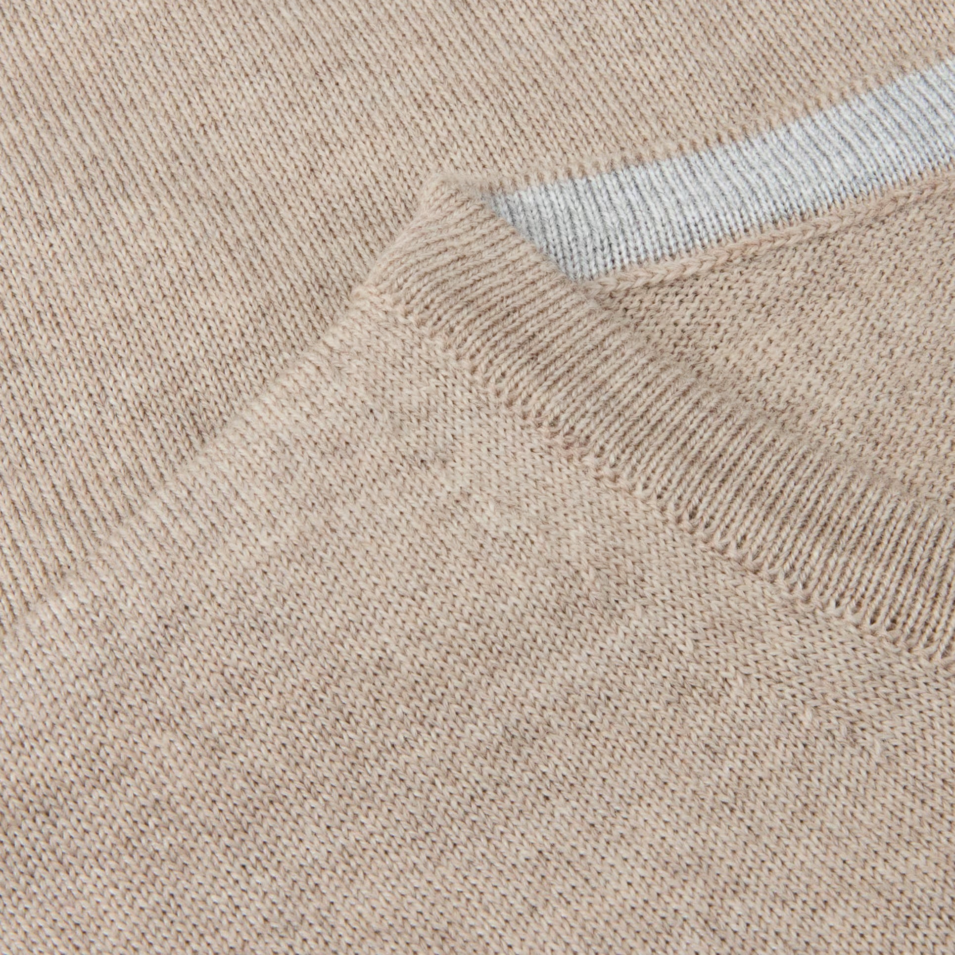 Beige Merino Wool Crew Neck Sweater w/ Elbow Patches - Stenströms