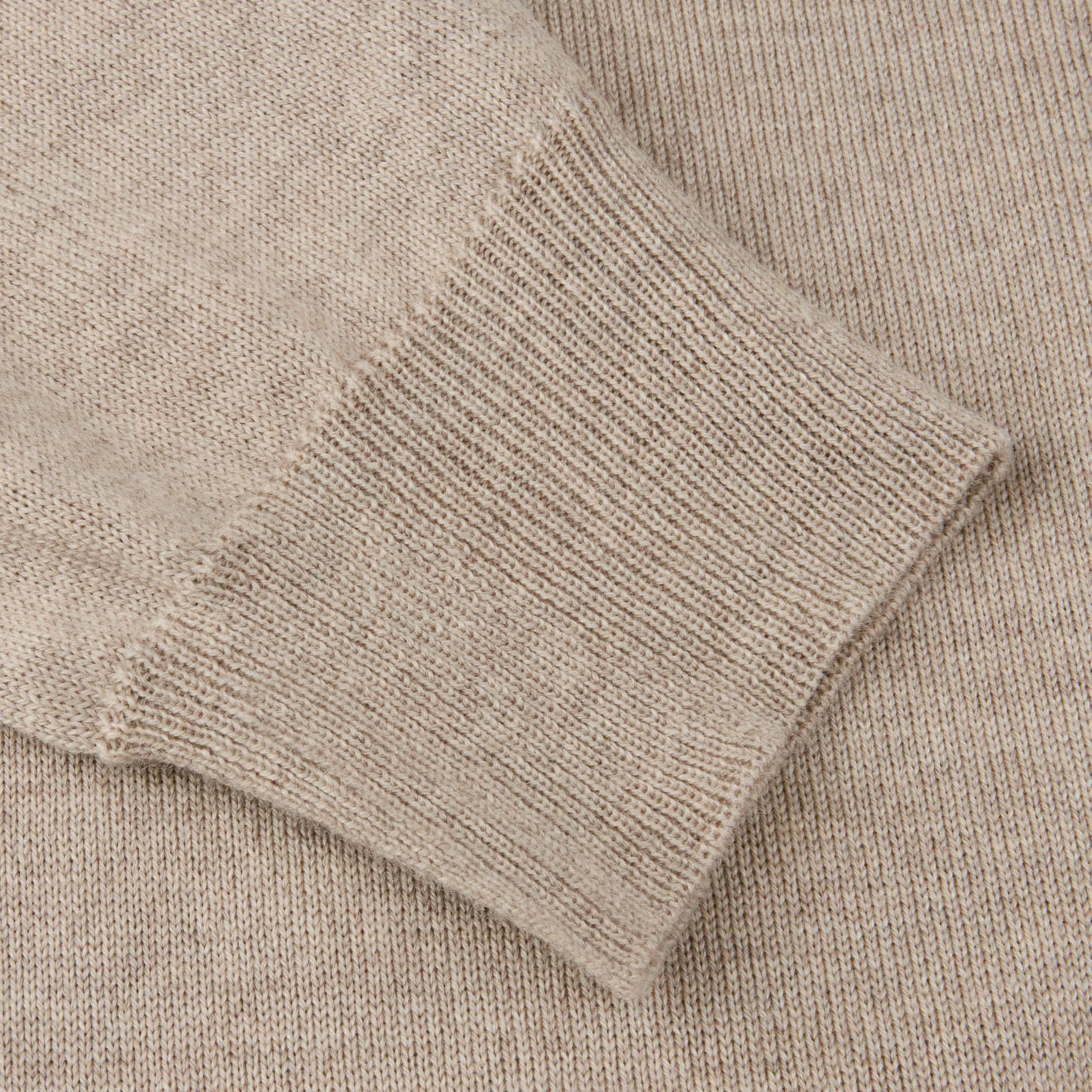 Beige Merino Wool Crew Neck Sweater w/ Elbow Patches - Stenströms