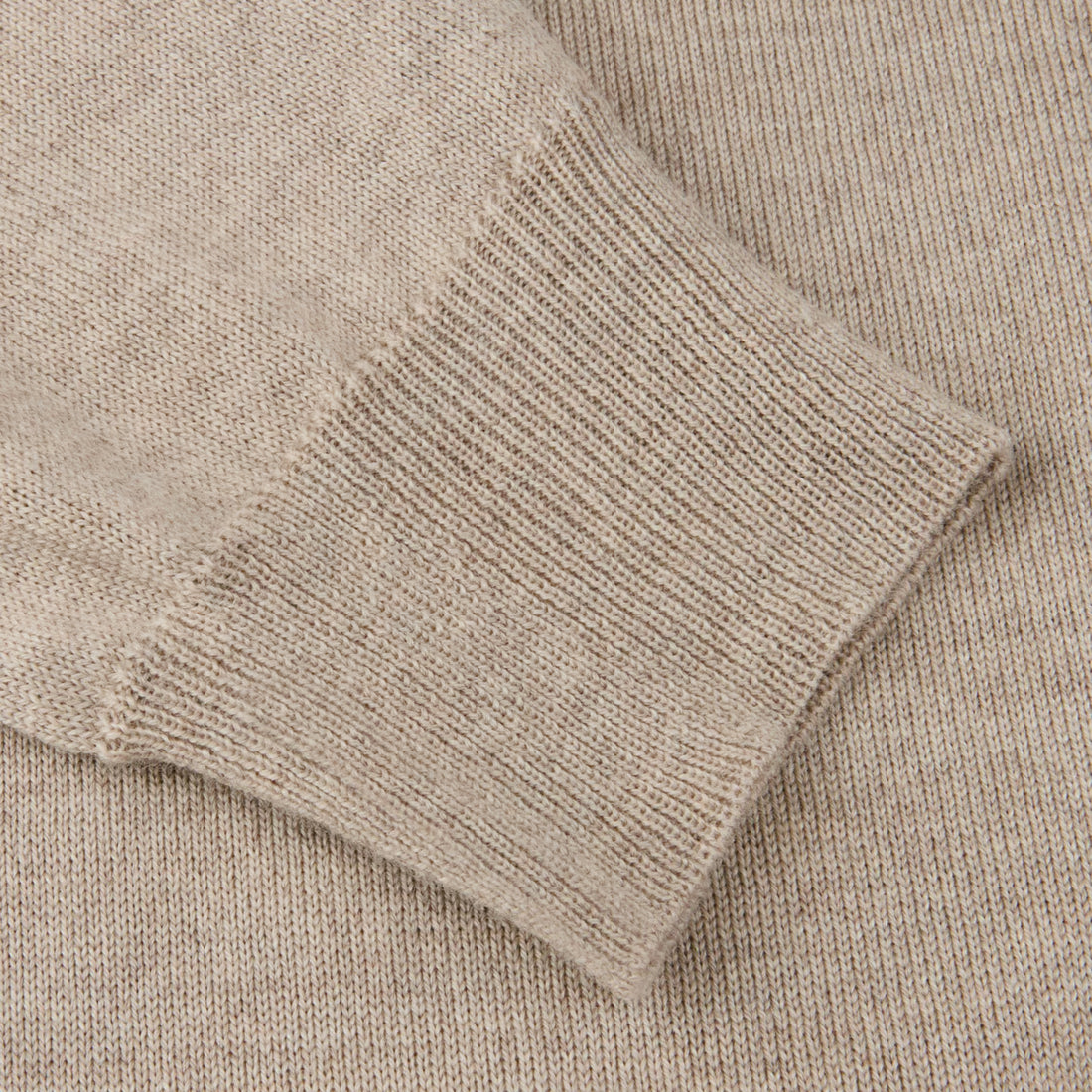 Beige Merino Wool Crew Neck Sweater w/ Elbow Patches - Stenströms