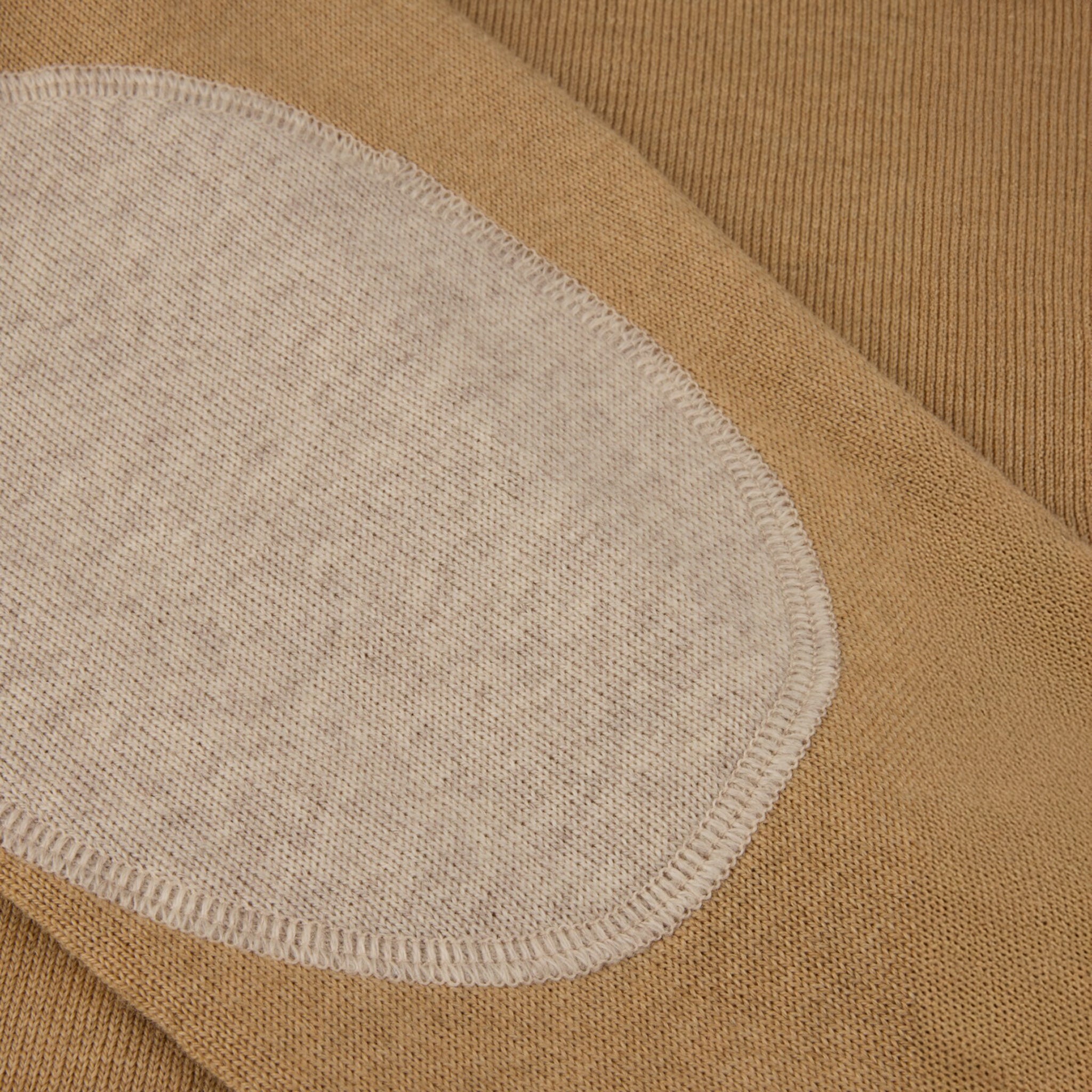 Camel Beige Merino Wool Crew Neck Sweater with Elbow Patches - Stenströms