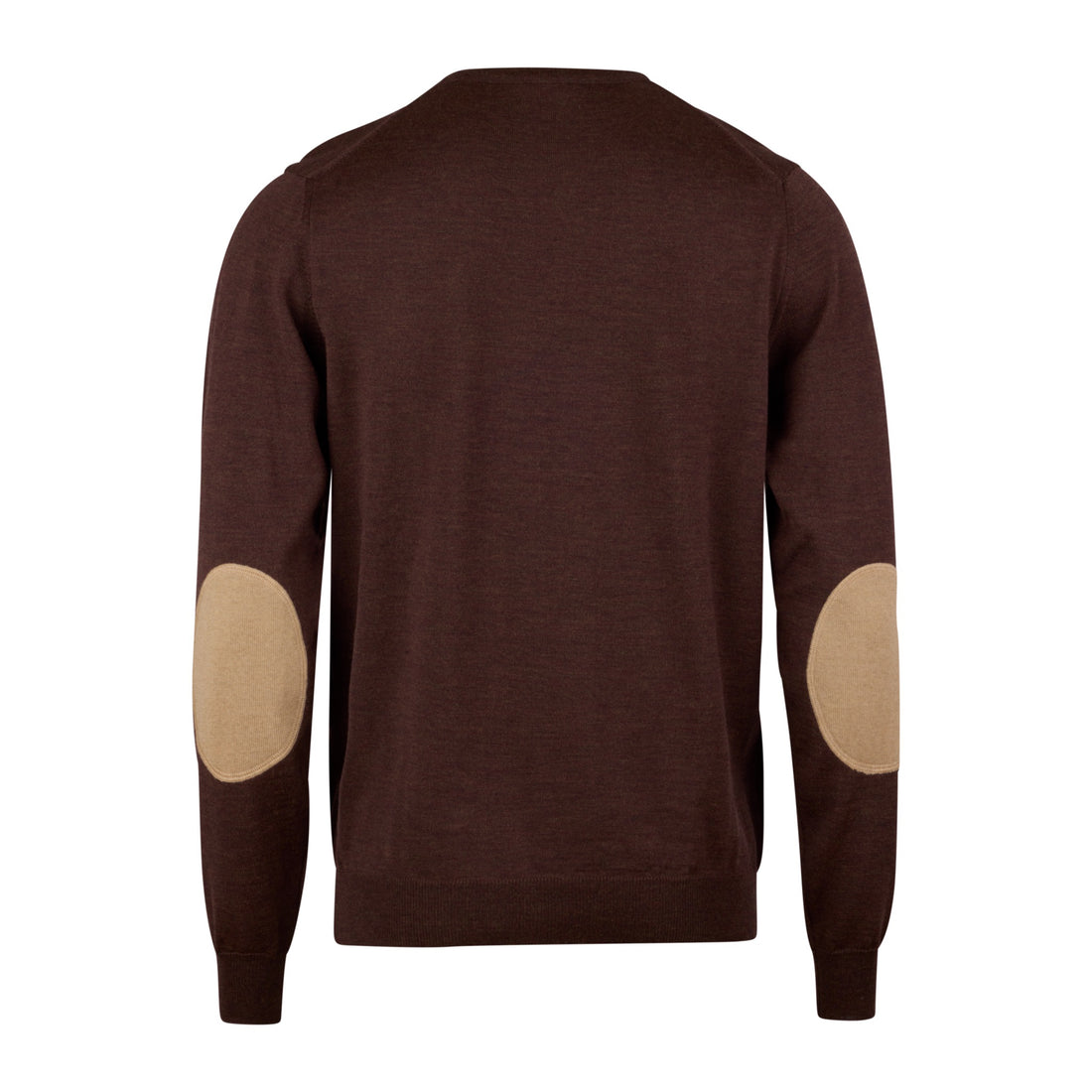 Brown Merino Wool Crew Neck Sweater w/ Patch - Stenströms