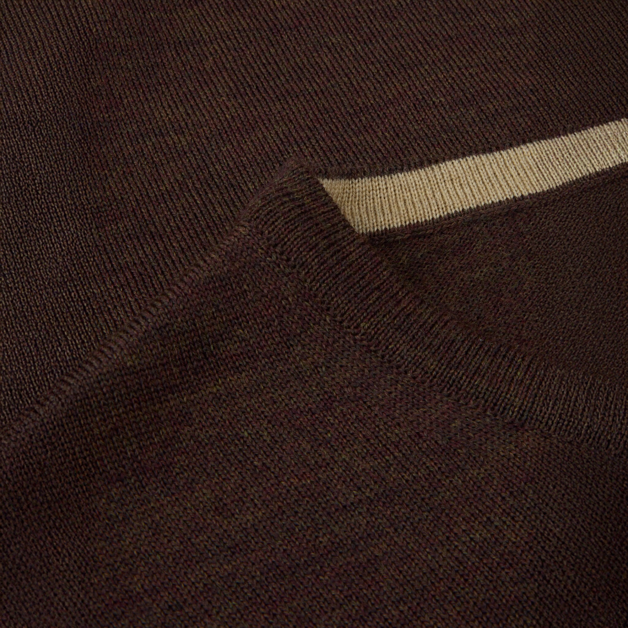 Brown Merino Wool Crew Neck Sweater w/ Patch - Stenströms