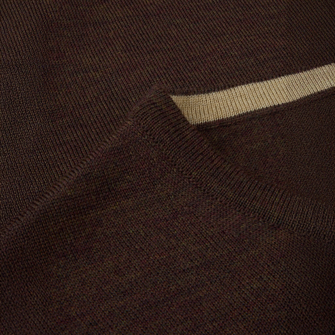 Brown Merino Wool Crew Neck Sweater w/ Patch - Stenströms