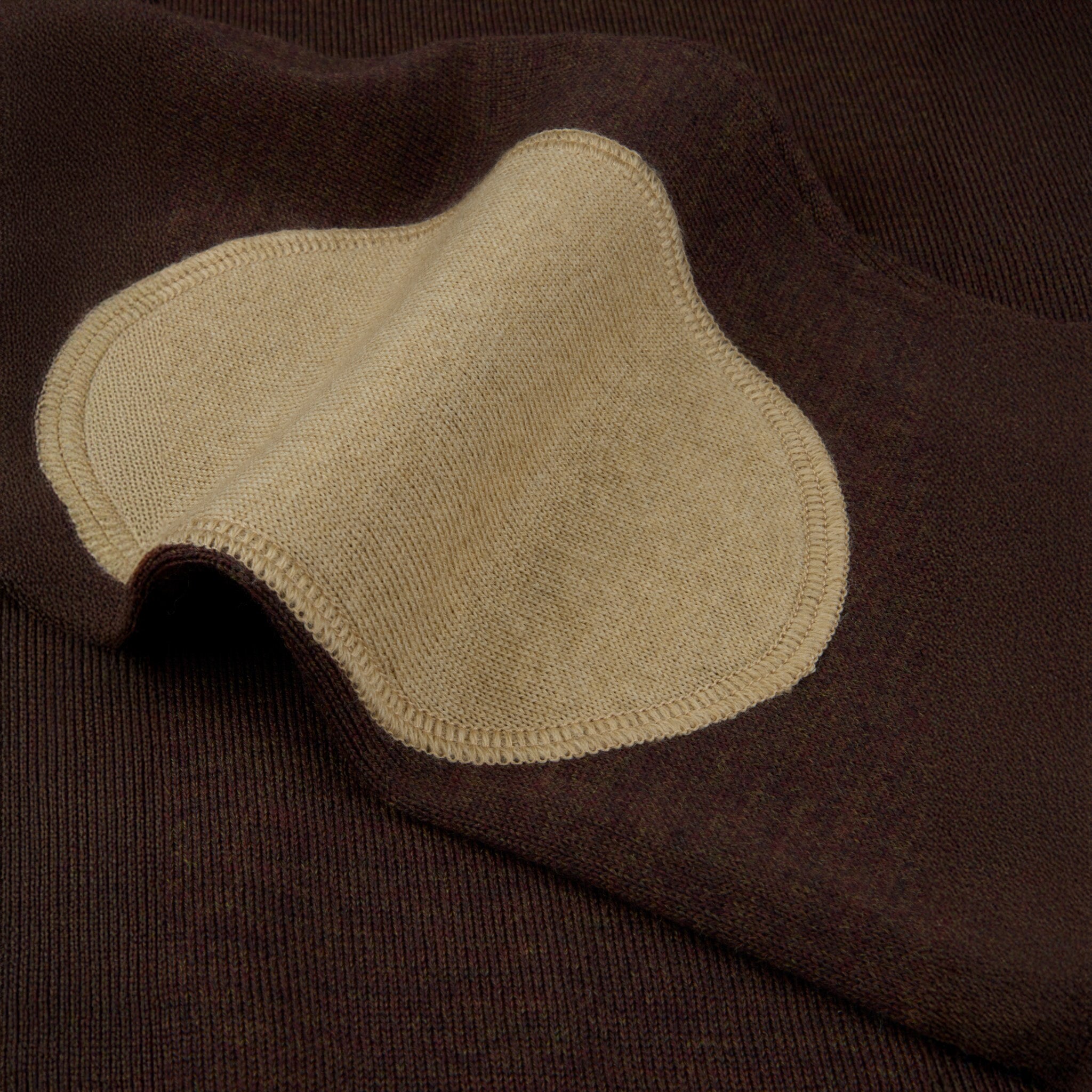 Brown Merino Wool Crew Neck Sweater w/ Patch - Stenströms