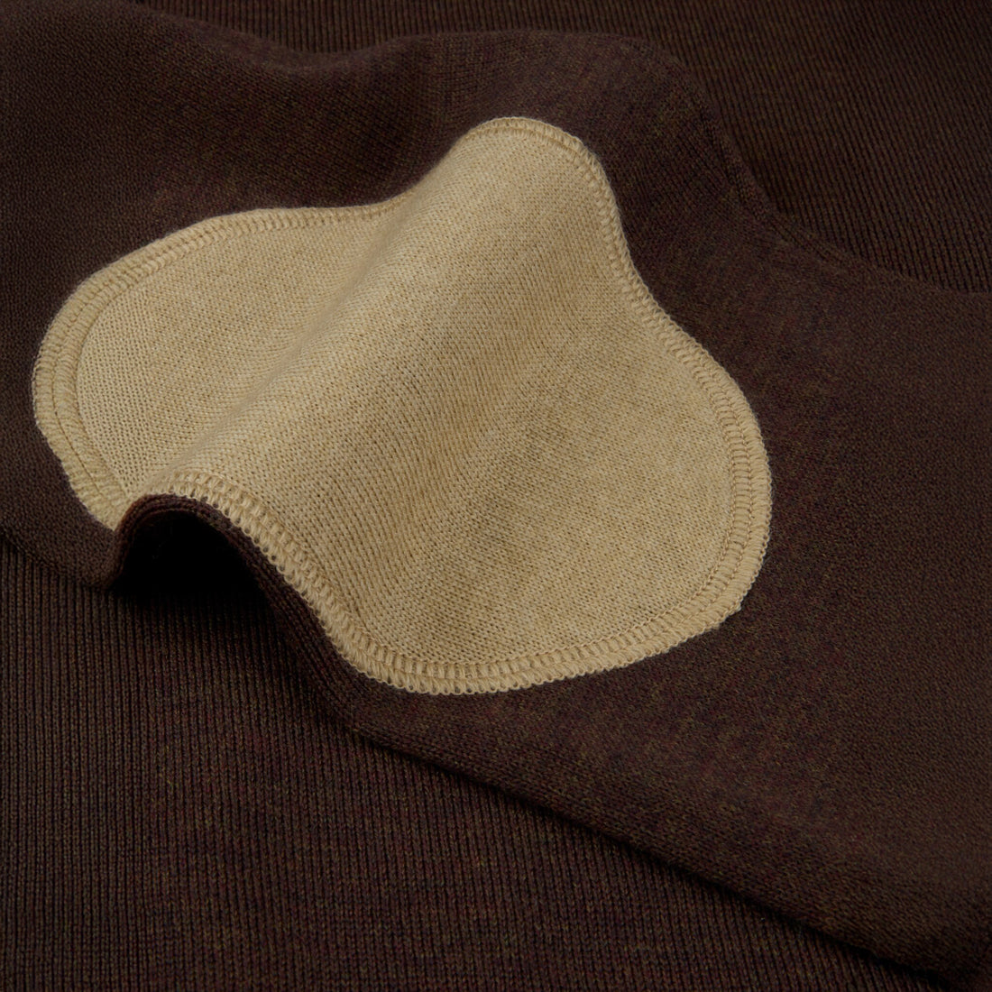 Brown Merino Wool Crew Neck Sweater w/ Patch - Stenströms
