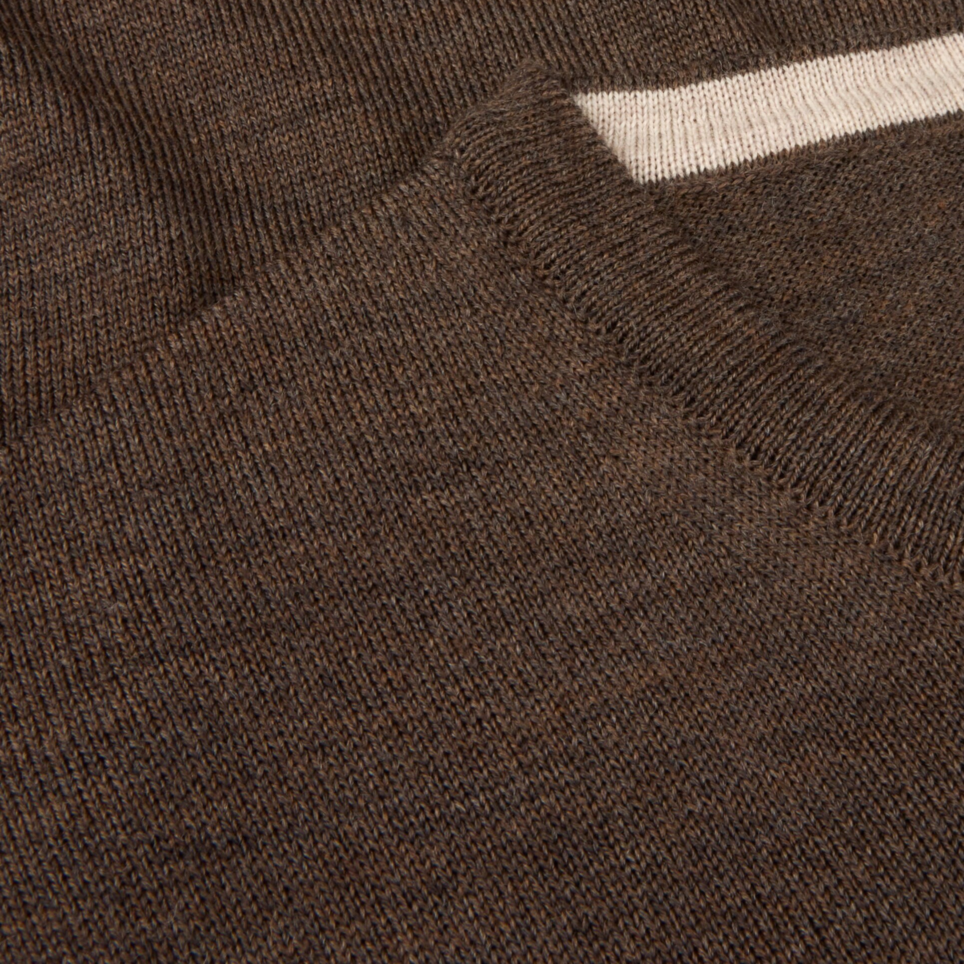 Dark Brown Merino Wool Crew Neck Sweater with Elbow Patches - Stenströms