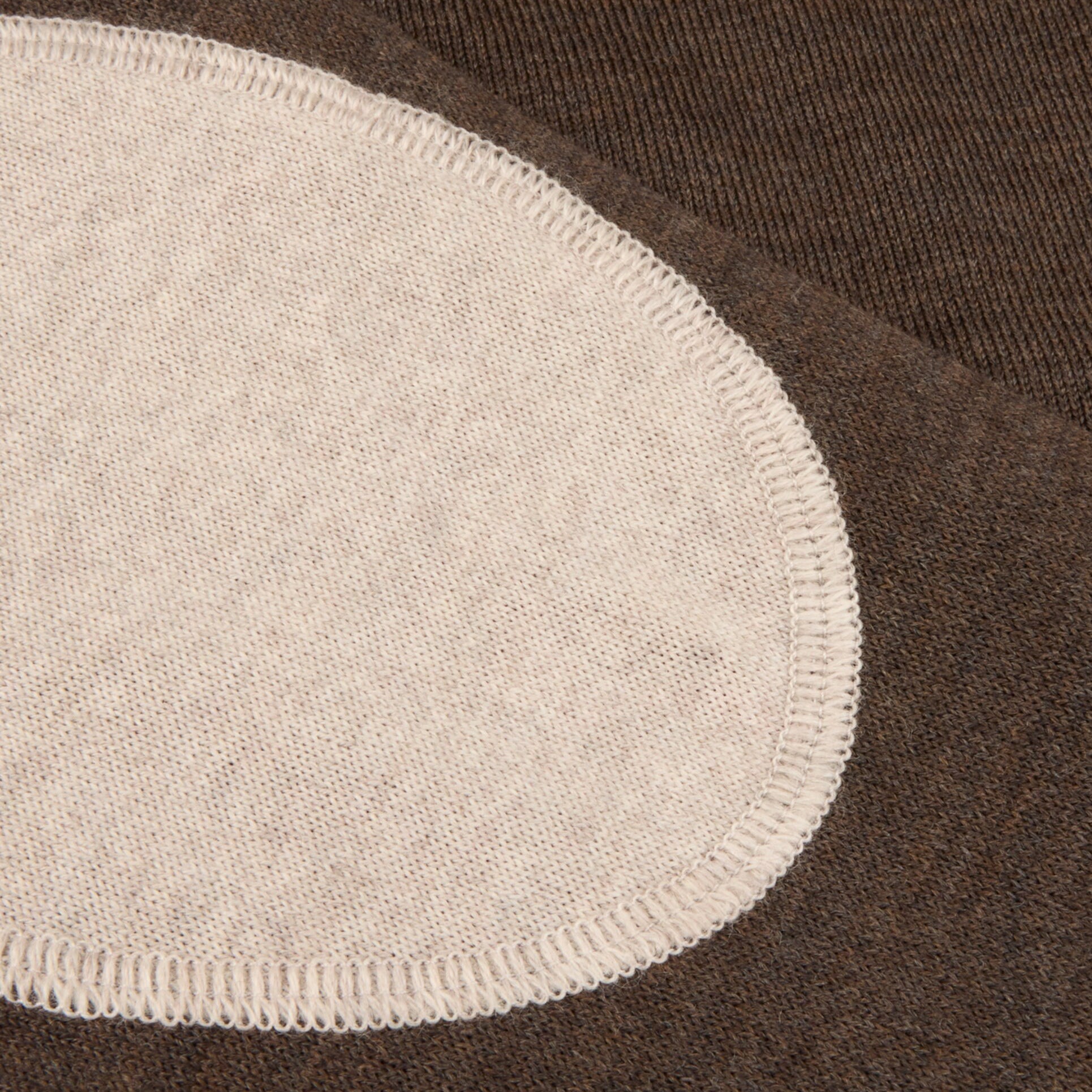 Dark Brown Merino Wool Crew Neck Sweater with Elbow Patches - Stenströms