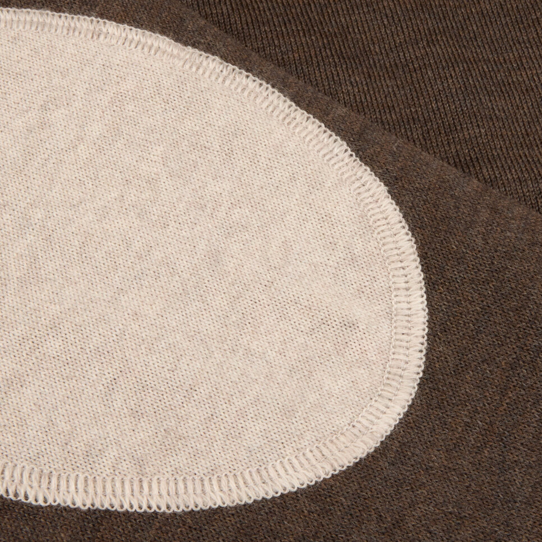 Dark Brown Merino Wool Crew Neck Sweater with Elbow Patches - Stenströms