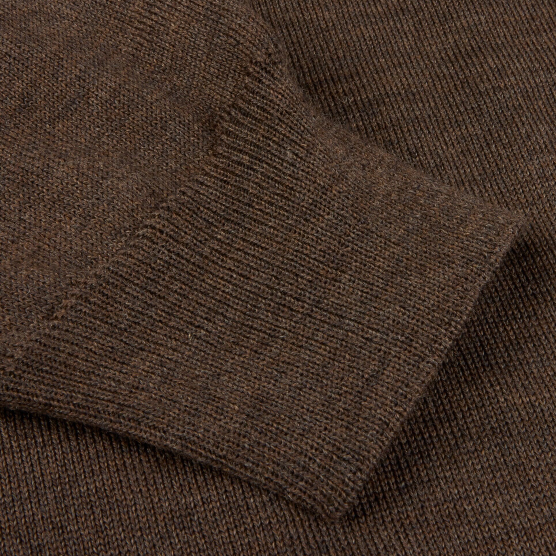 Dark Brown Merino Wool Crew Neck Sweater with Elbow Patches - Stenströms