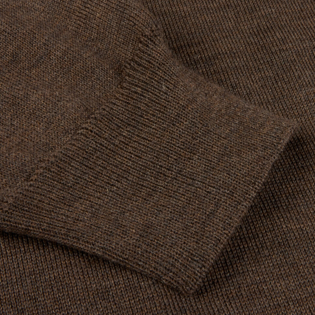 Dark Brown Merino Wool Crew Neck Sweater with Elbow Patches - Stenströms