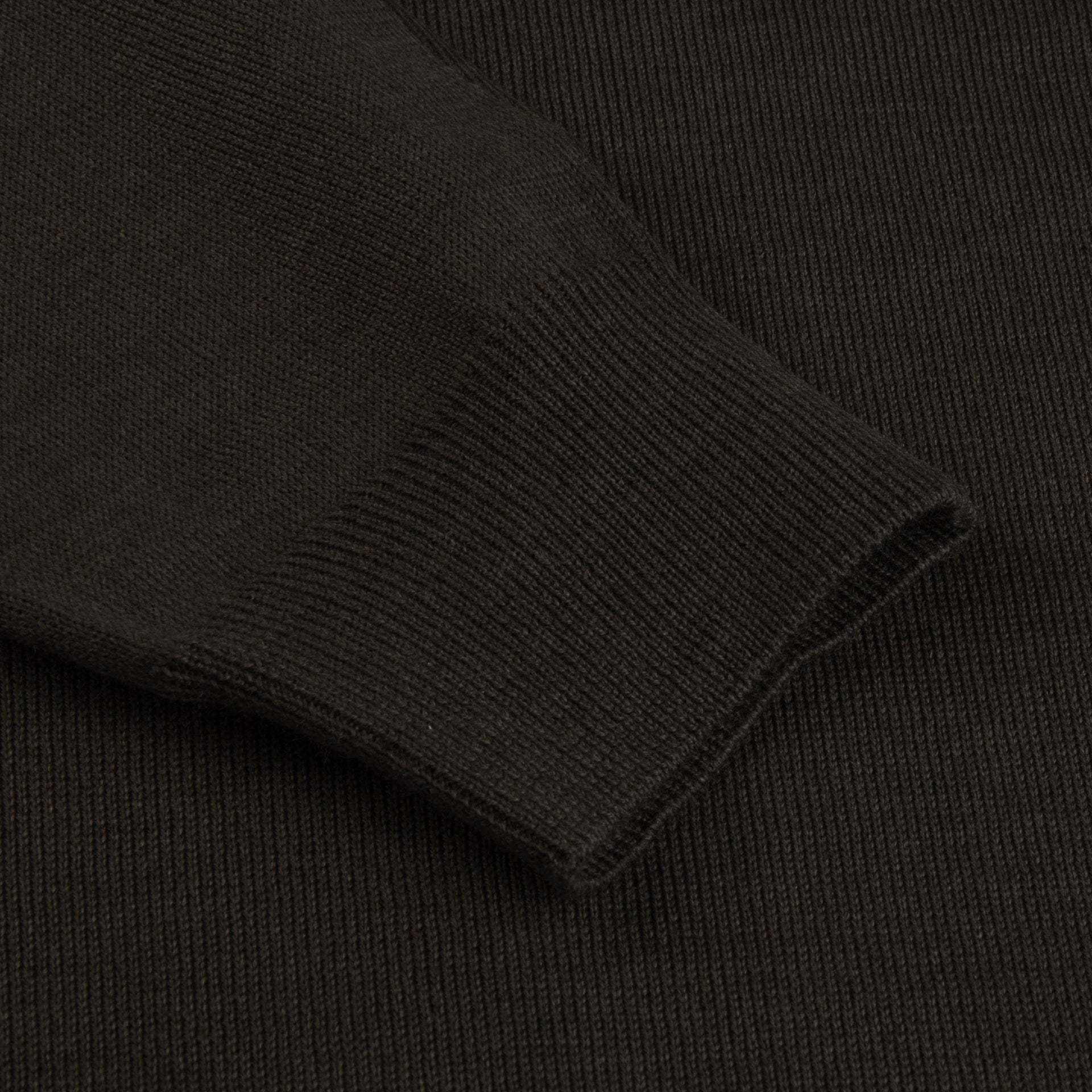 Dark Brown Merino Wool Crew Neck Sweater with Elbow Patches - Stenströms