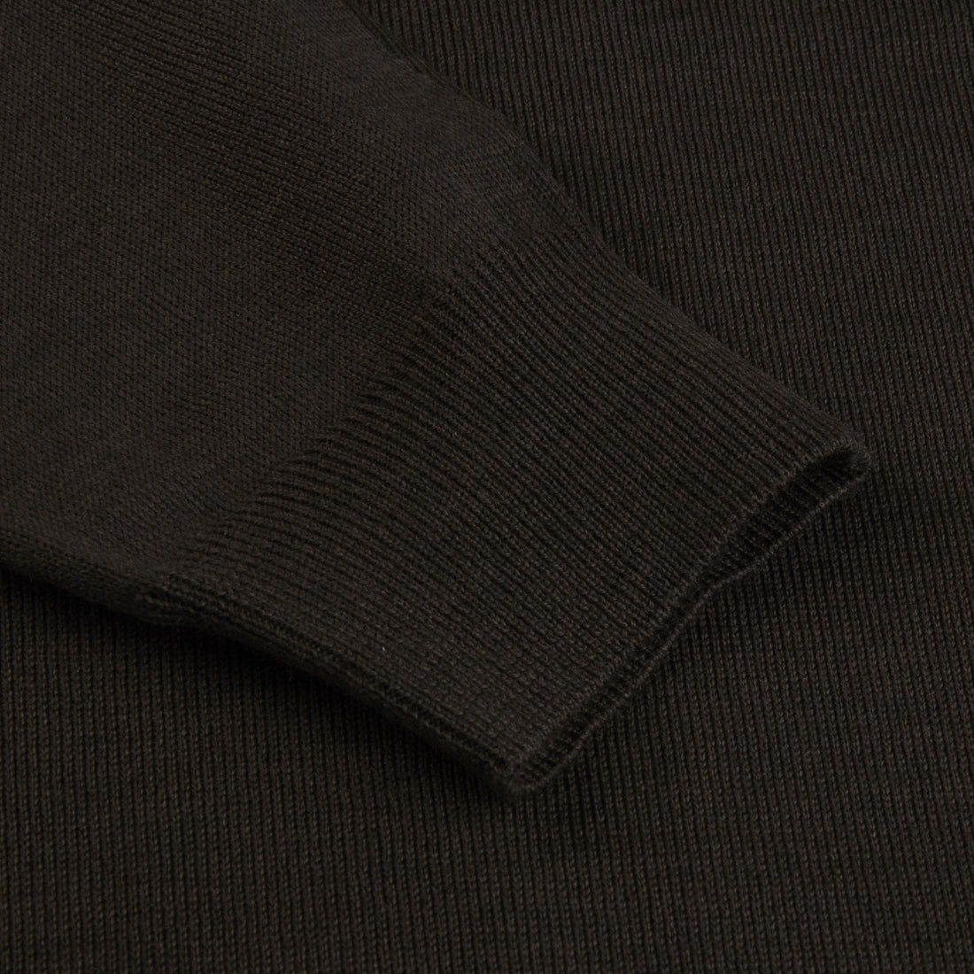 Dark Brown Merino Wool Crew Neck Sweater with Elbow Patches - Stenströms