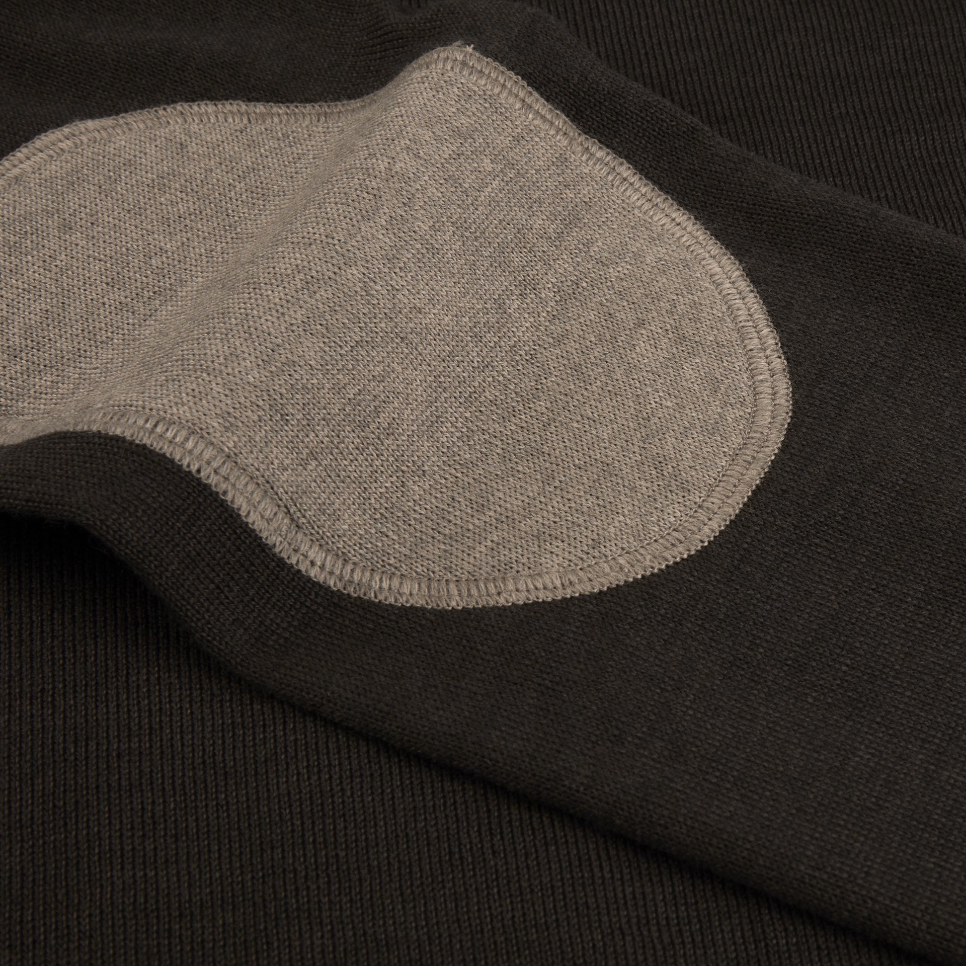 Dark Brown Merino Wool Crew Neck Sweater with Elbow Patches - Stenströms