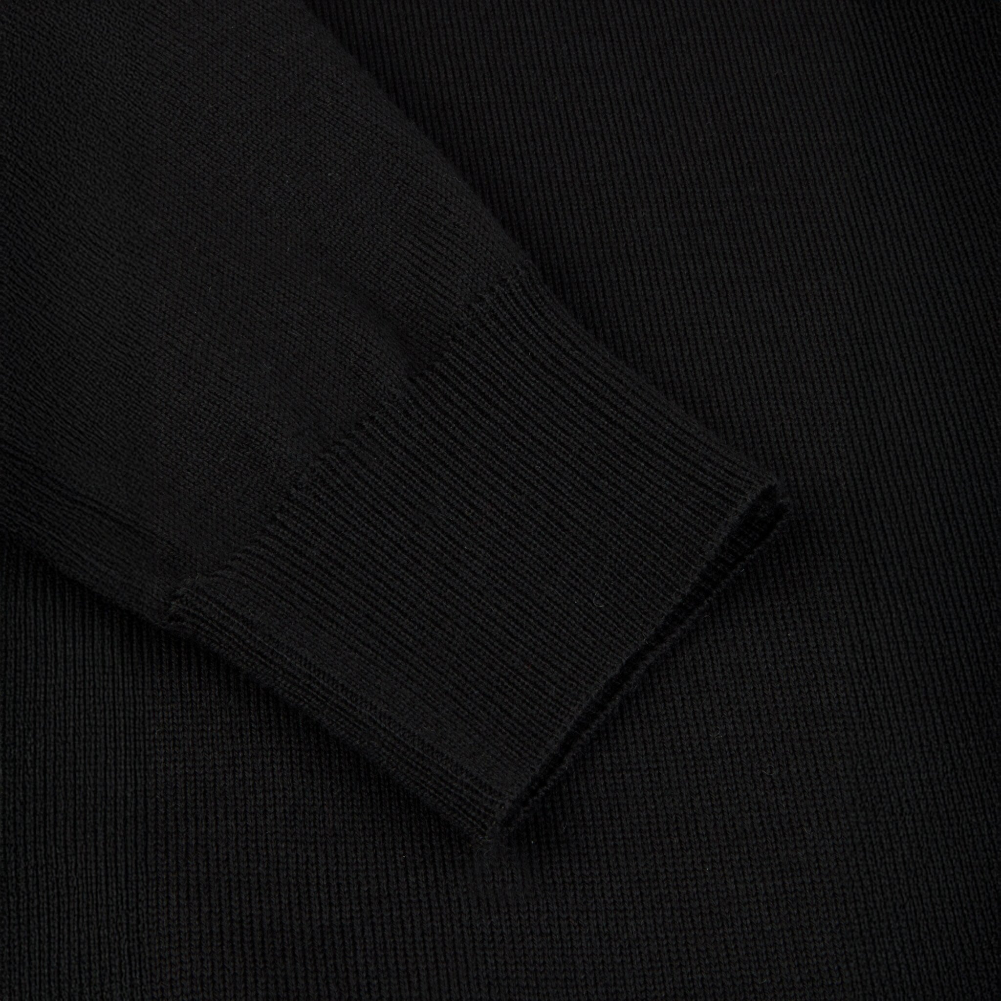 Black Merino Wool Crew Neck Sweater w/ Elbow Patches - Stenströms