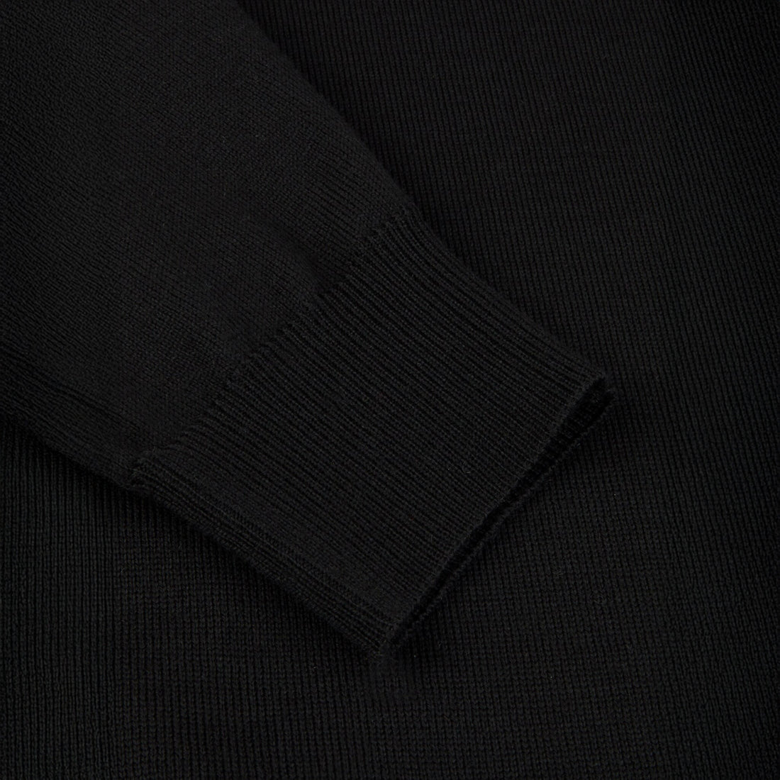 Black Merino Wool Crew Neck Sweater w/ Elbow Patches - Stenströms
