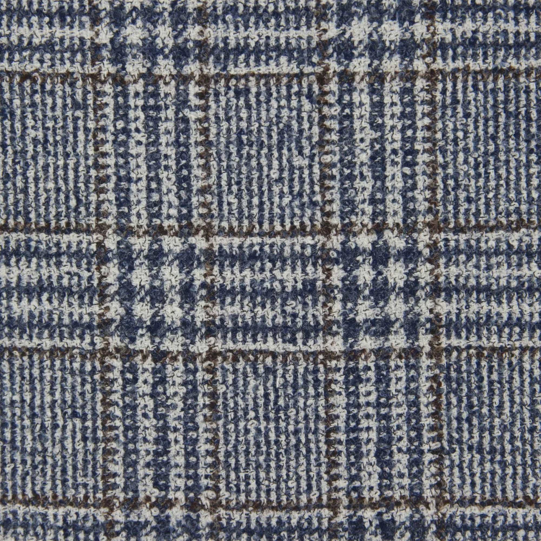 Blue & Brown Prince-of-Wales Wool Hybrid Sport Jacket with Bib - Luigi Bianchi