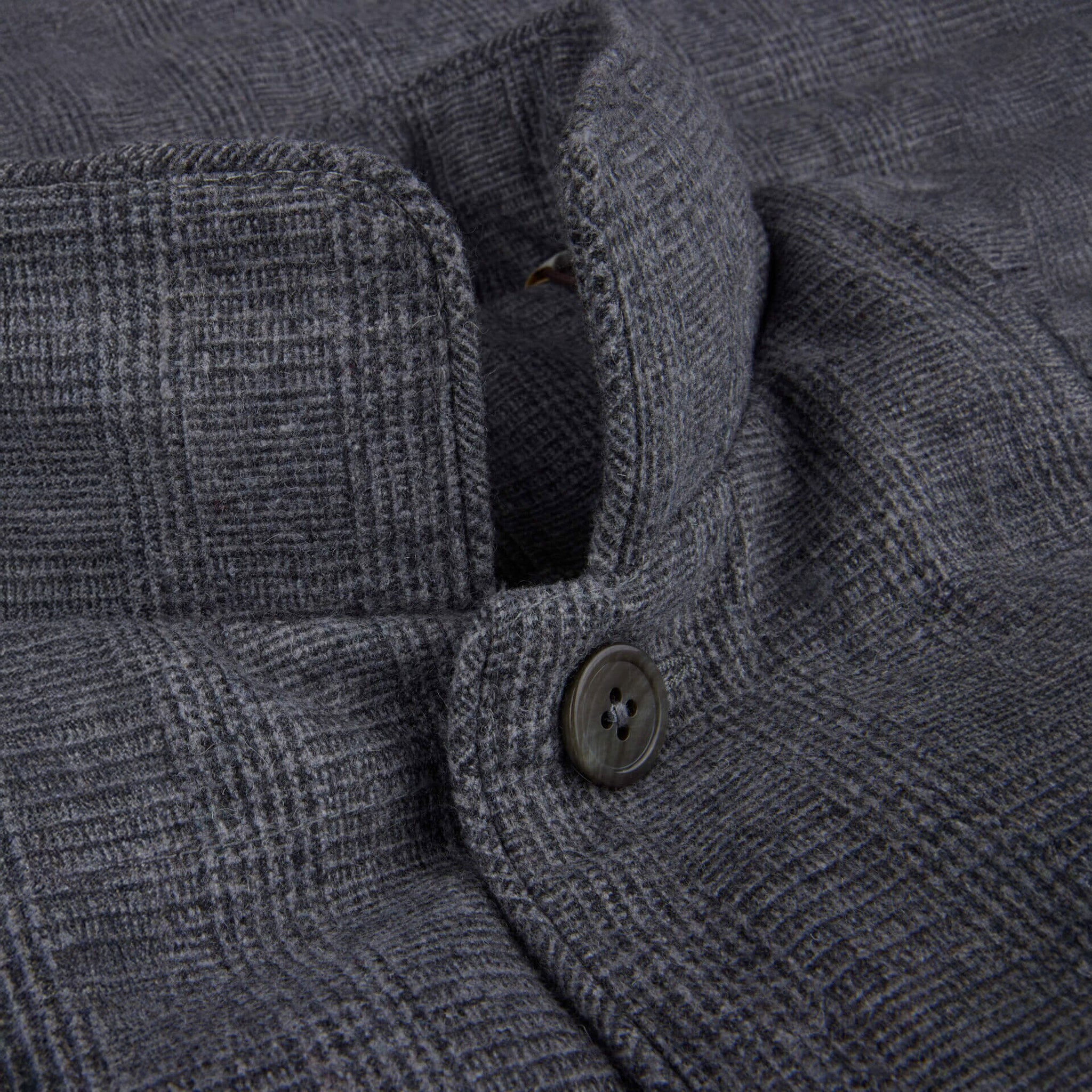 Gray Checked Quilted Wool Full Zip Vest - Stenströms