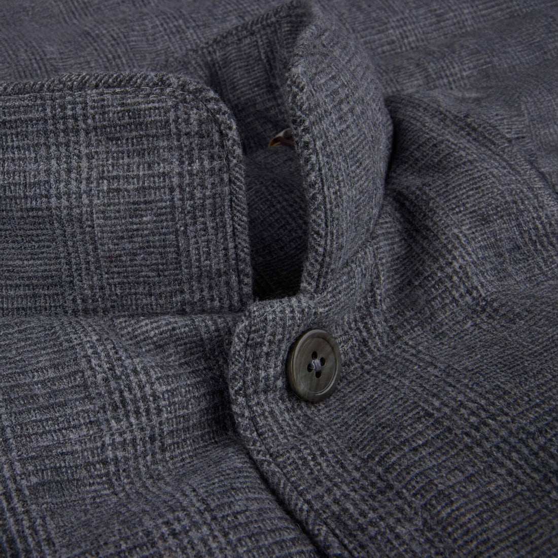 Gray Checked Quilted Wool Full Zip Vest - Stenströms