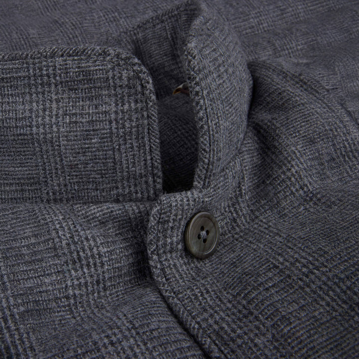 Gray Checked Quilted Wool Full Zip Vest - Stenströms