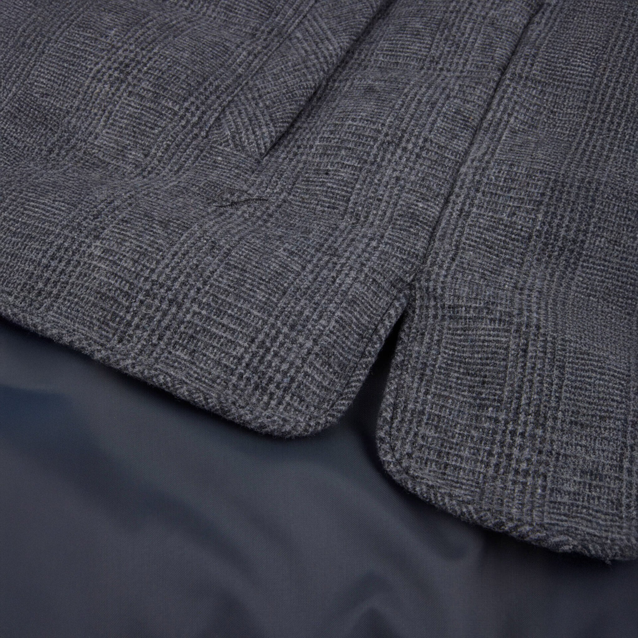 Gray Checked Quilted Wool Full Zip Vest - Stenströms