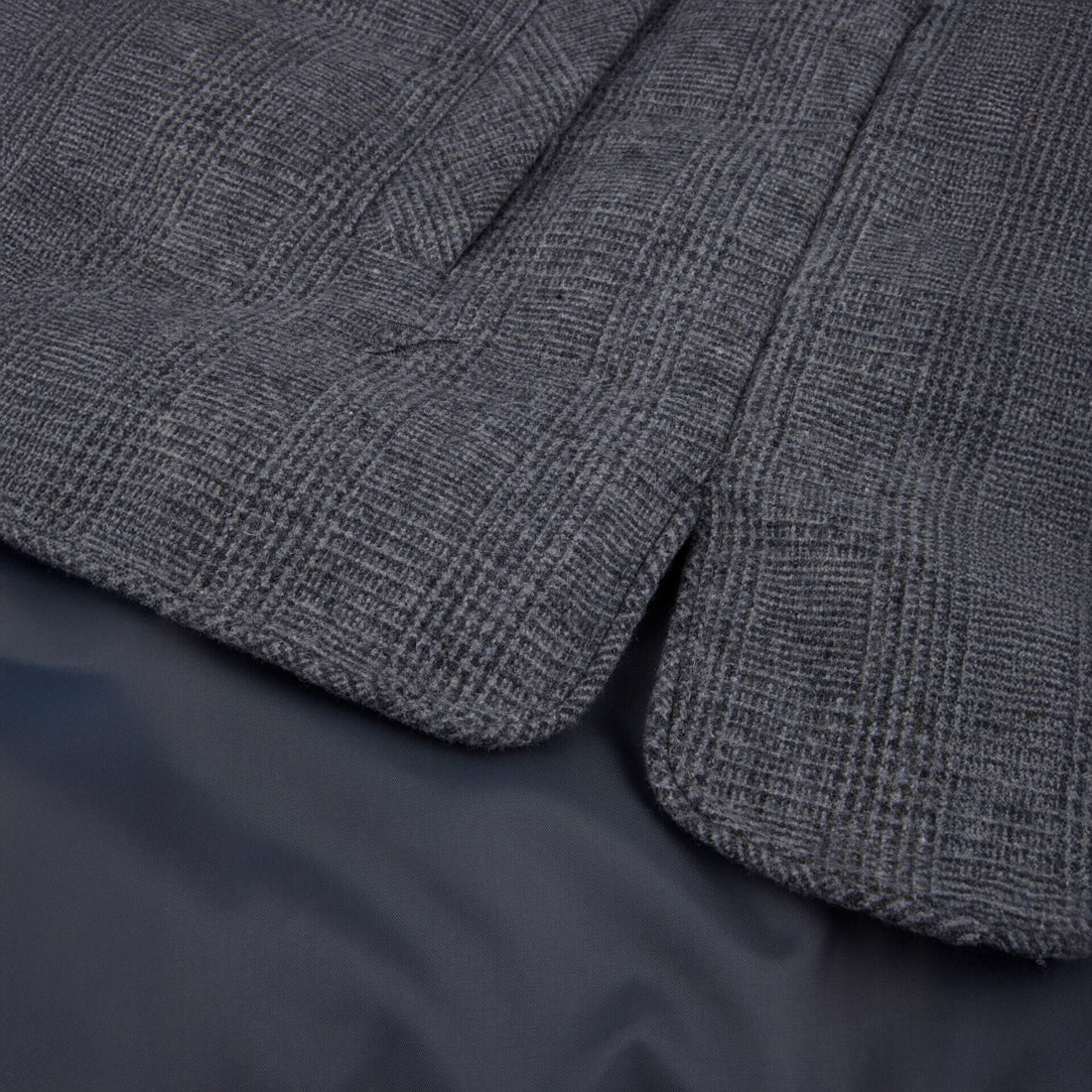 Gray Checked Quilted Wool Full Zip Vest - Stenströms