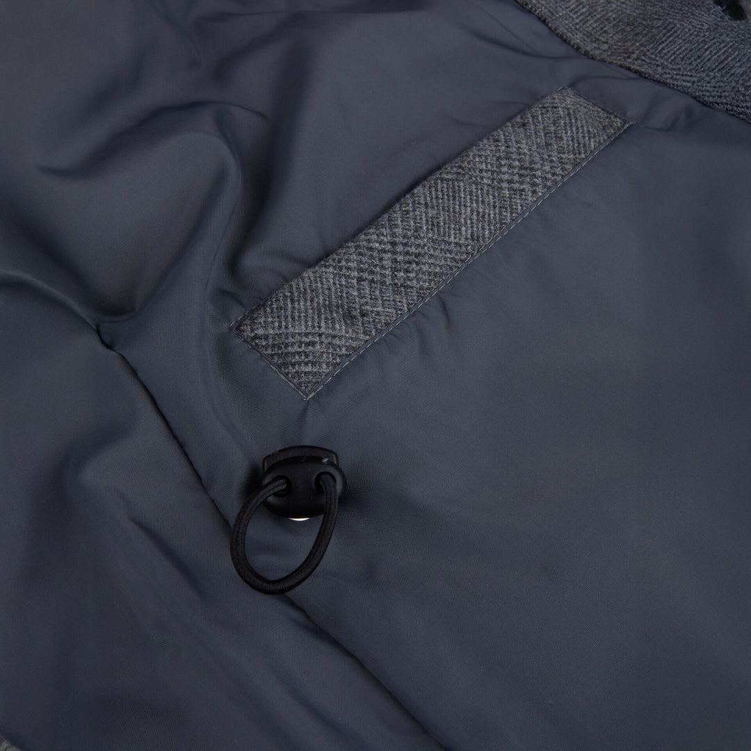 Gray Checked Quilted Wool Full Zip Vest - Stenströms