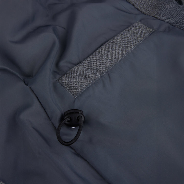Gray Checked Quilted Wool Full Zip Vest - Stenströms