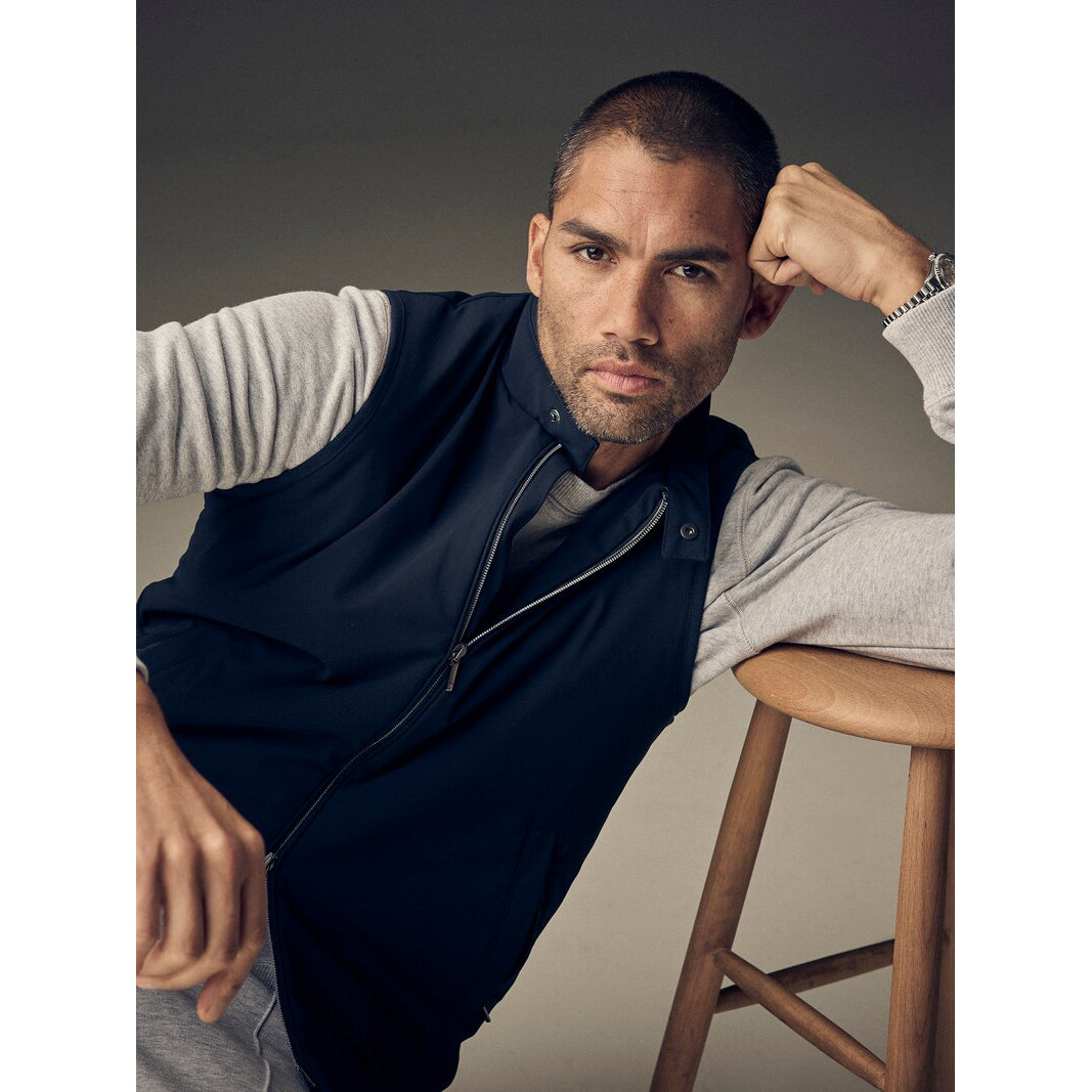 Navy Blue Technical Jersey Full-Zip Vest - Stenströms
