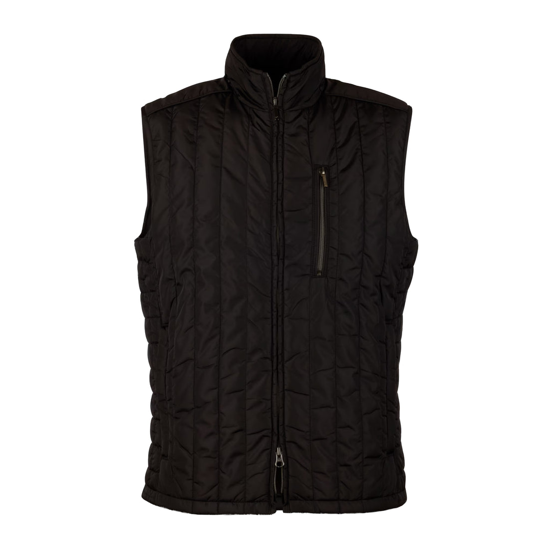 Black Quilted Wool Full Zip Vest - Stenströms