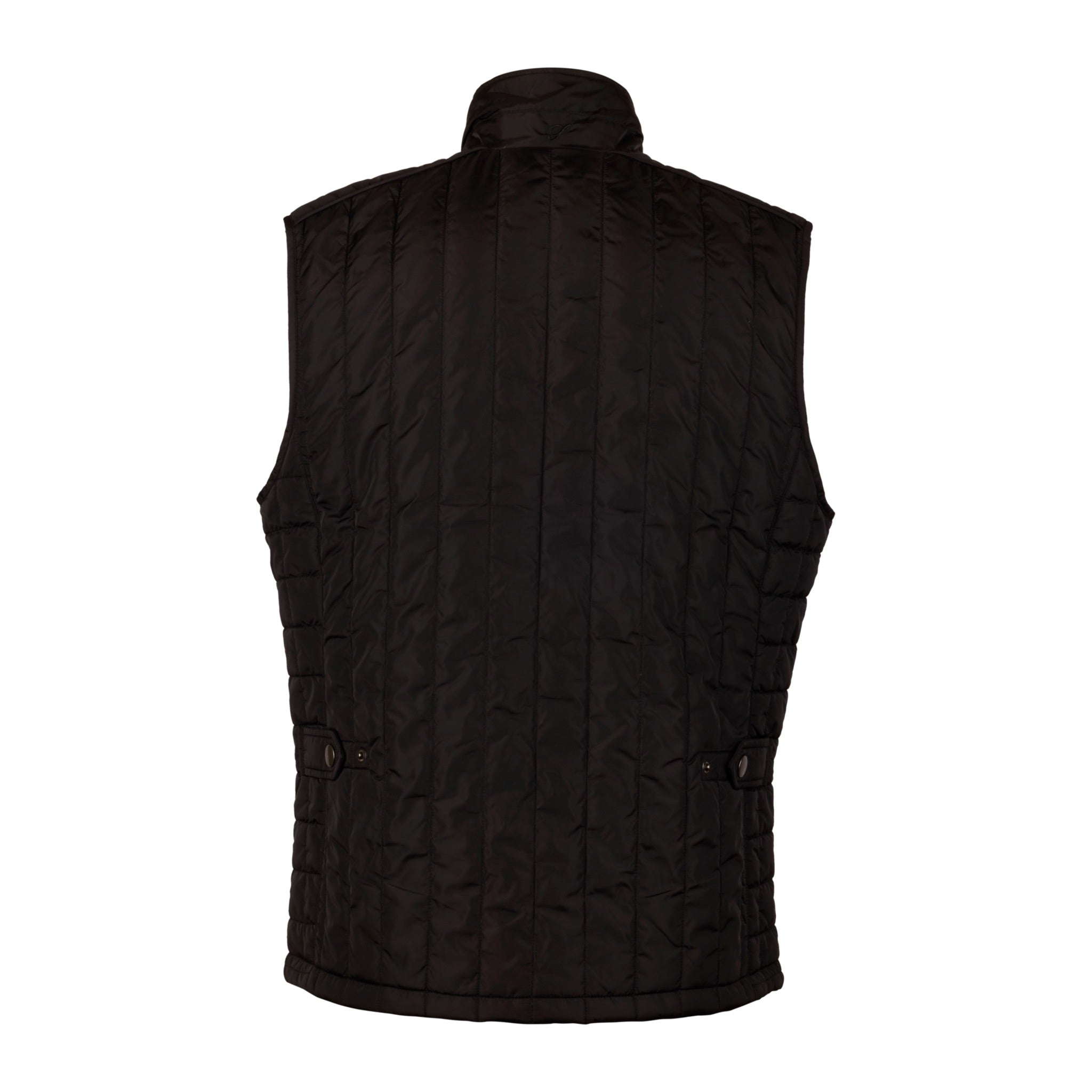 Black Quilted Wool Full Zip Vest - Stenströms