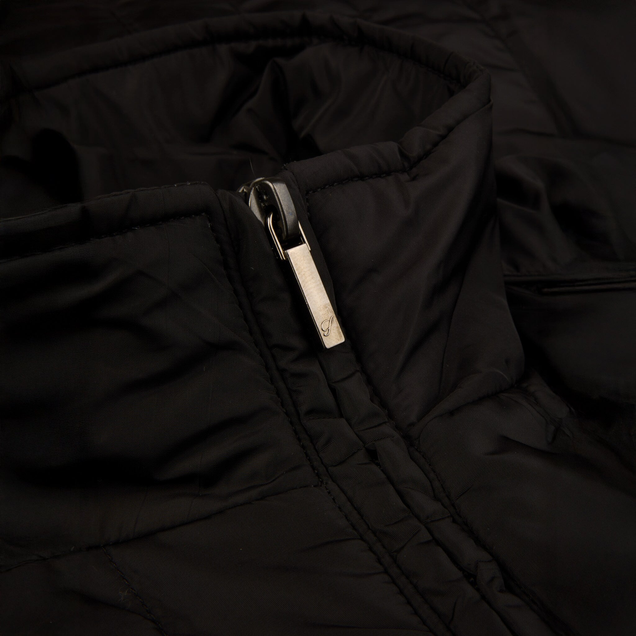 Black Quilted Wool Full Zip Vest - Stenströms