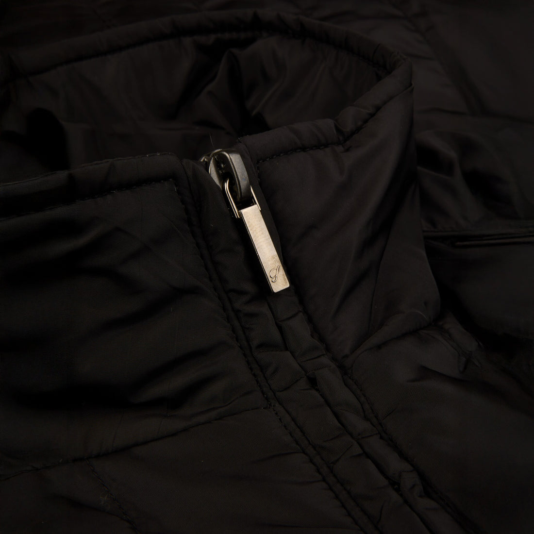 Black Quilted Wool Full Zip Vest - Stenströms