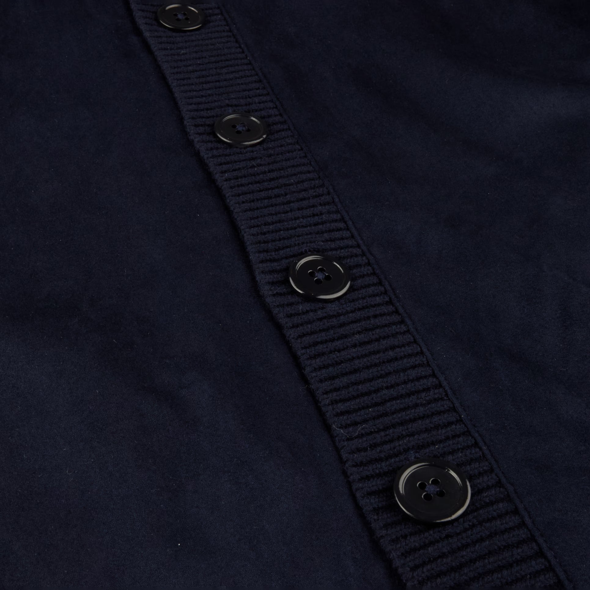 Navy Blue Alcantara Cotton-Wool Blend Hybrid Cardigan - Stenströms