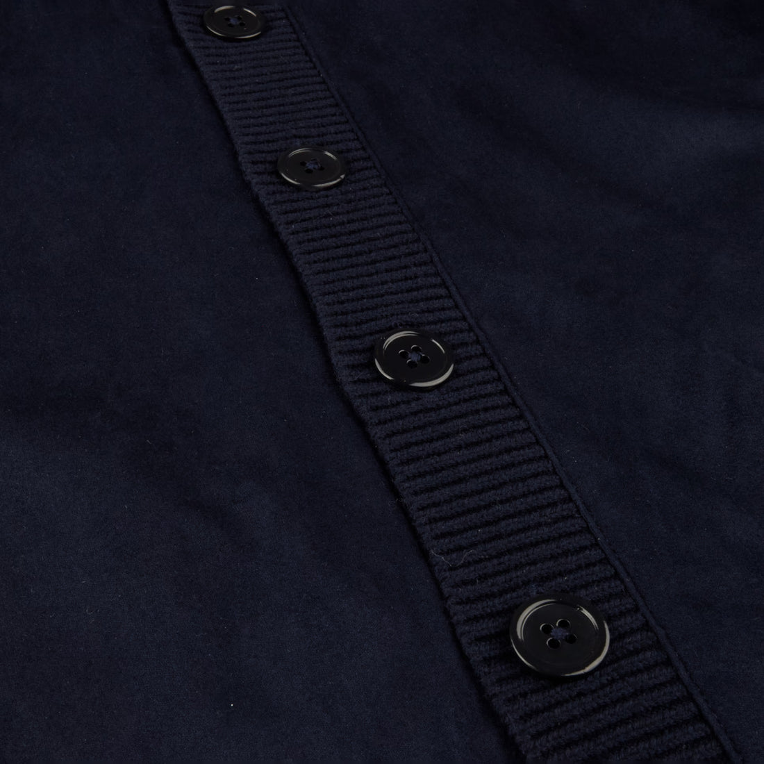 Navy Blue Alcantara Cotton-Wool Blend Hybrid Cardigan - Stenströms