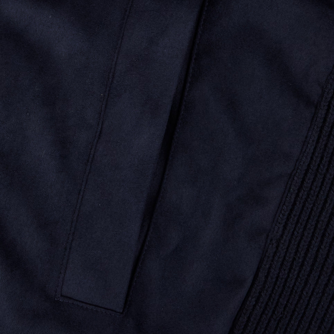Navy Blue Alcantara Cotton-Wool Blend Hybrid Cardigan - Stenströms