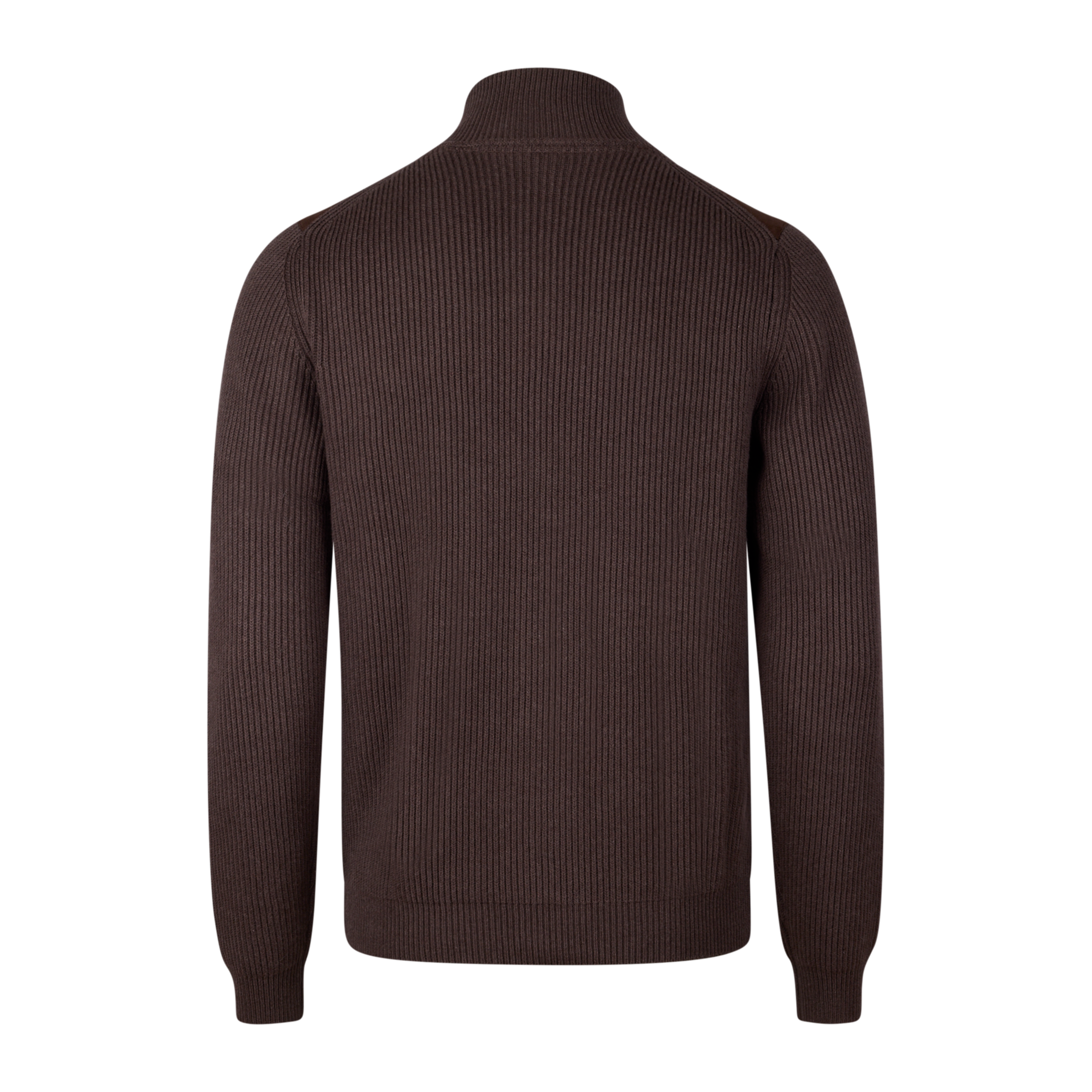 Brown Alcantara Cotton-Wool Blend Hybrid Cardigan - Stenströms