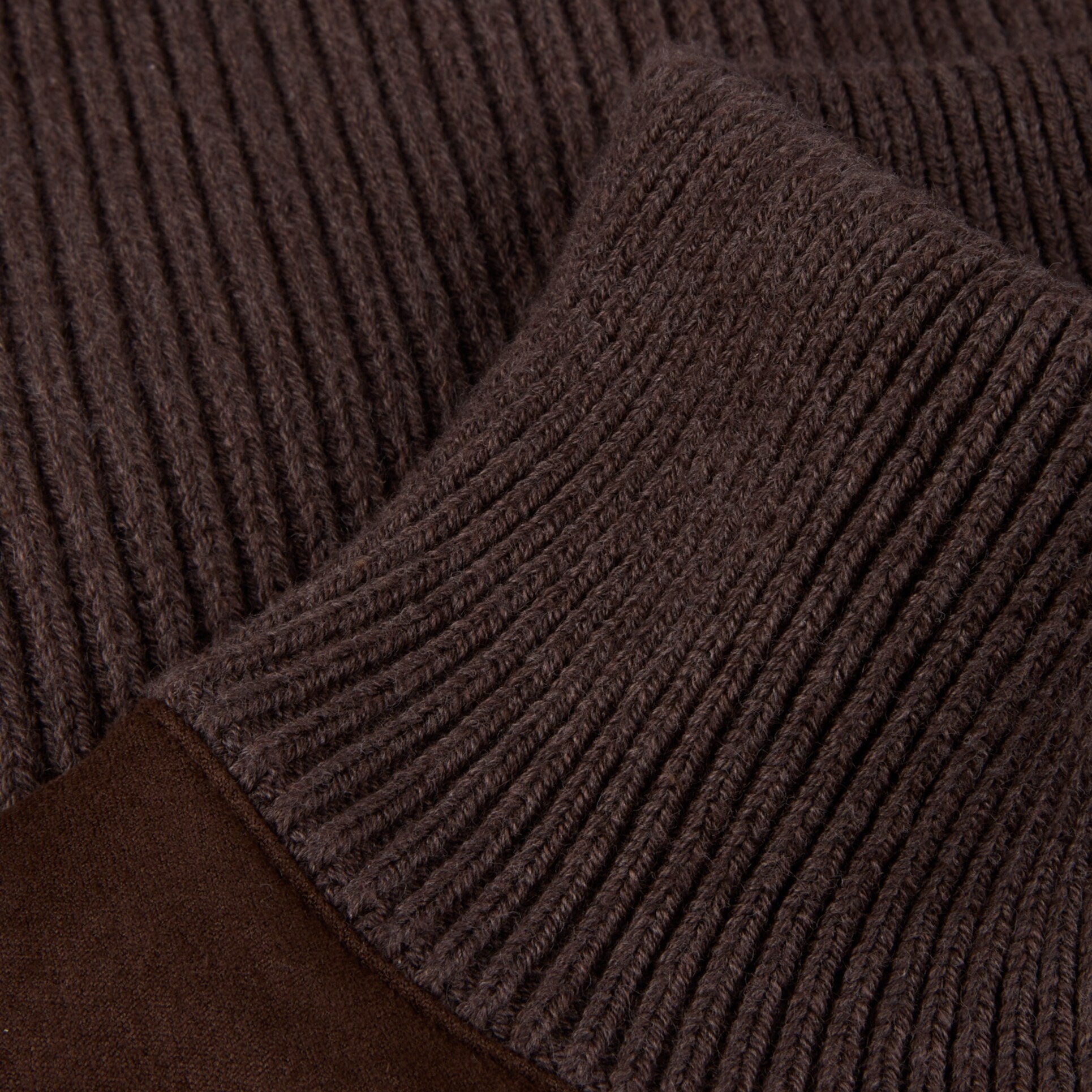 Brown Alcantara Cotton-Wool Blend Hybrid Cardigan - Stenströms