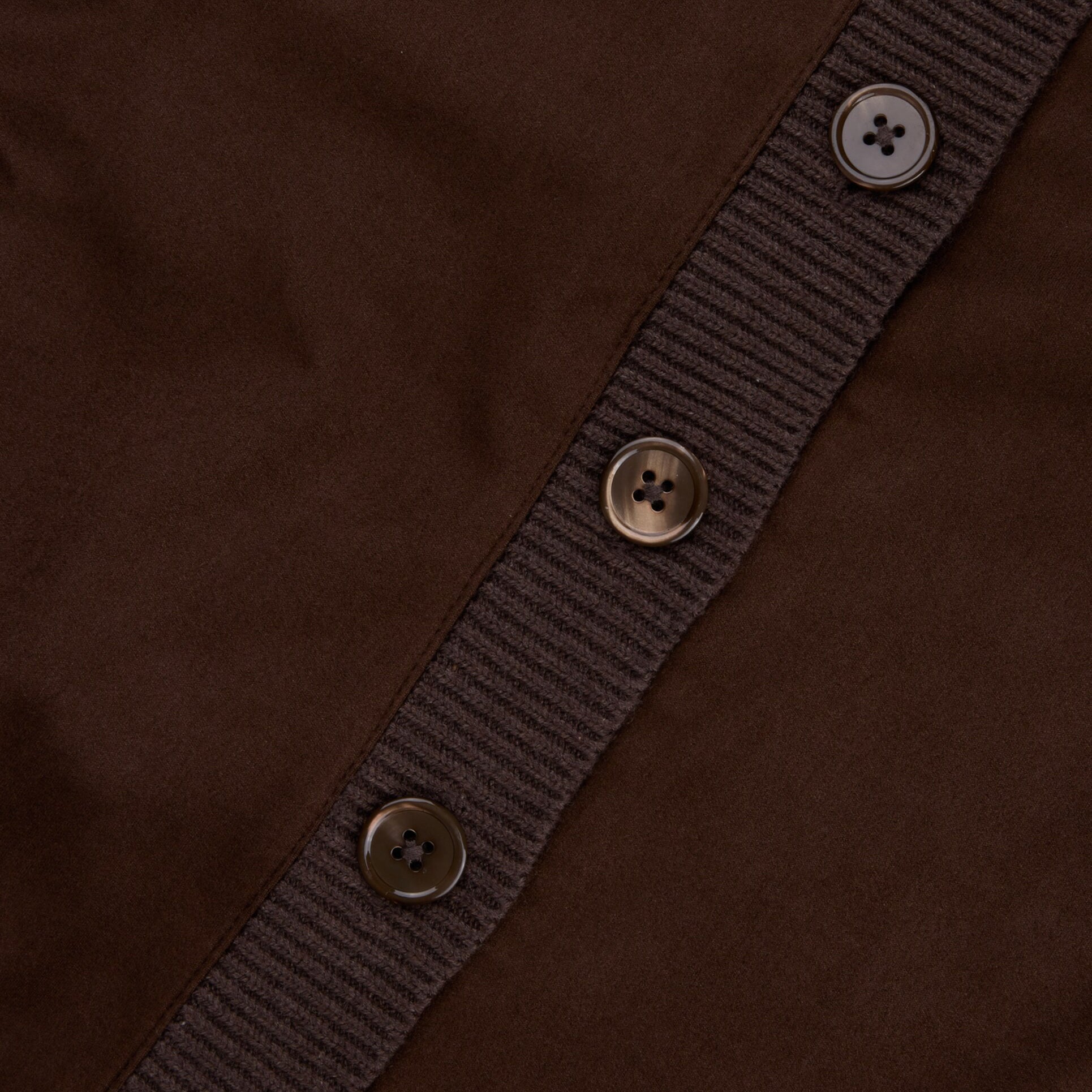 Brown Alcantara Cotton-Wool Blend Hybrid Cardigan - Stenströms