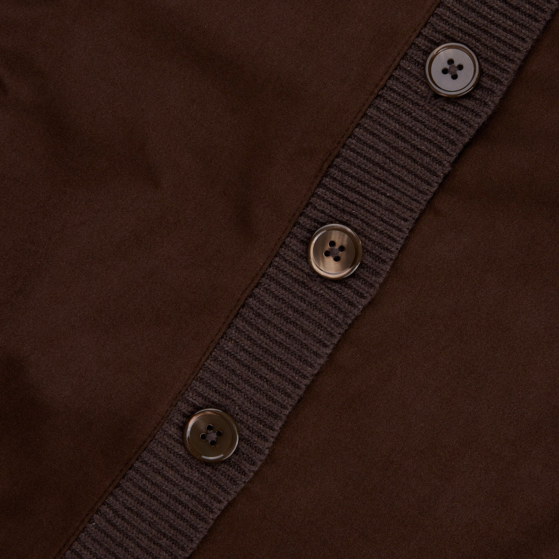 Brown Alcantara Cotton-Wool Blend Hybrid Cardigan - Stenströms