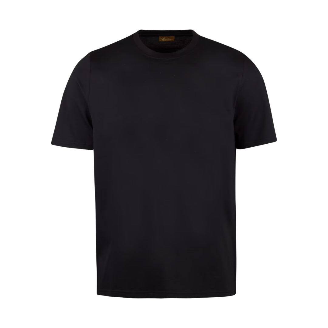 Black Cotton Crew Neck T-Shirt - Stenströms - Boutique Jacques International